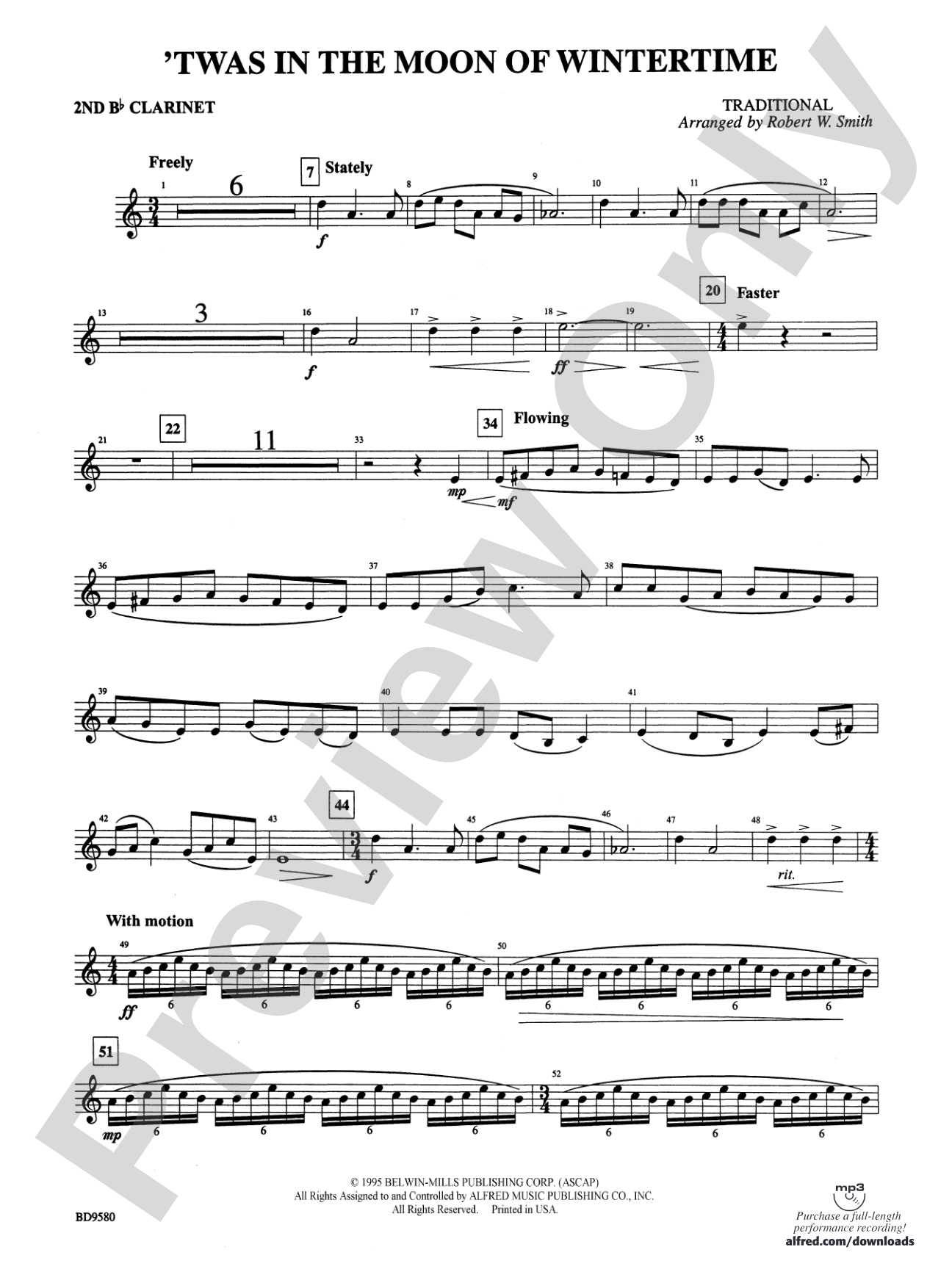 Twas in the Moon of Wintertime: 2nd B-flat Clarinet
