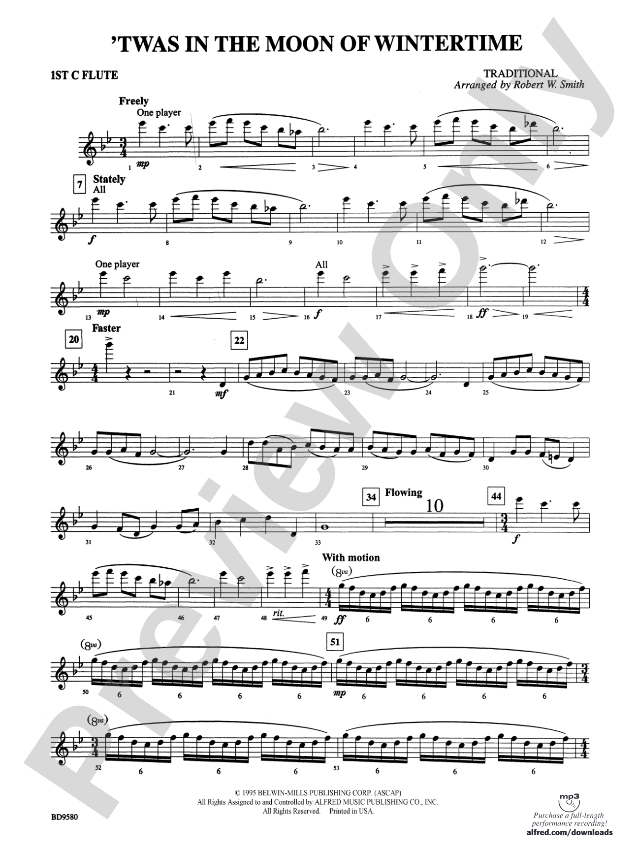 Twas in the Moon of Wintertime: Flute
