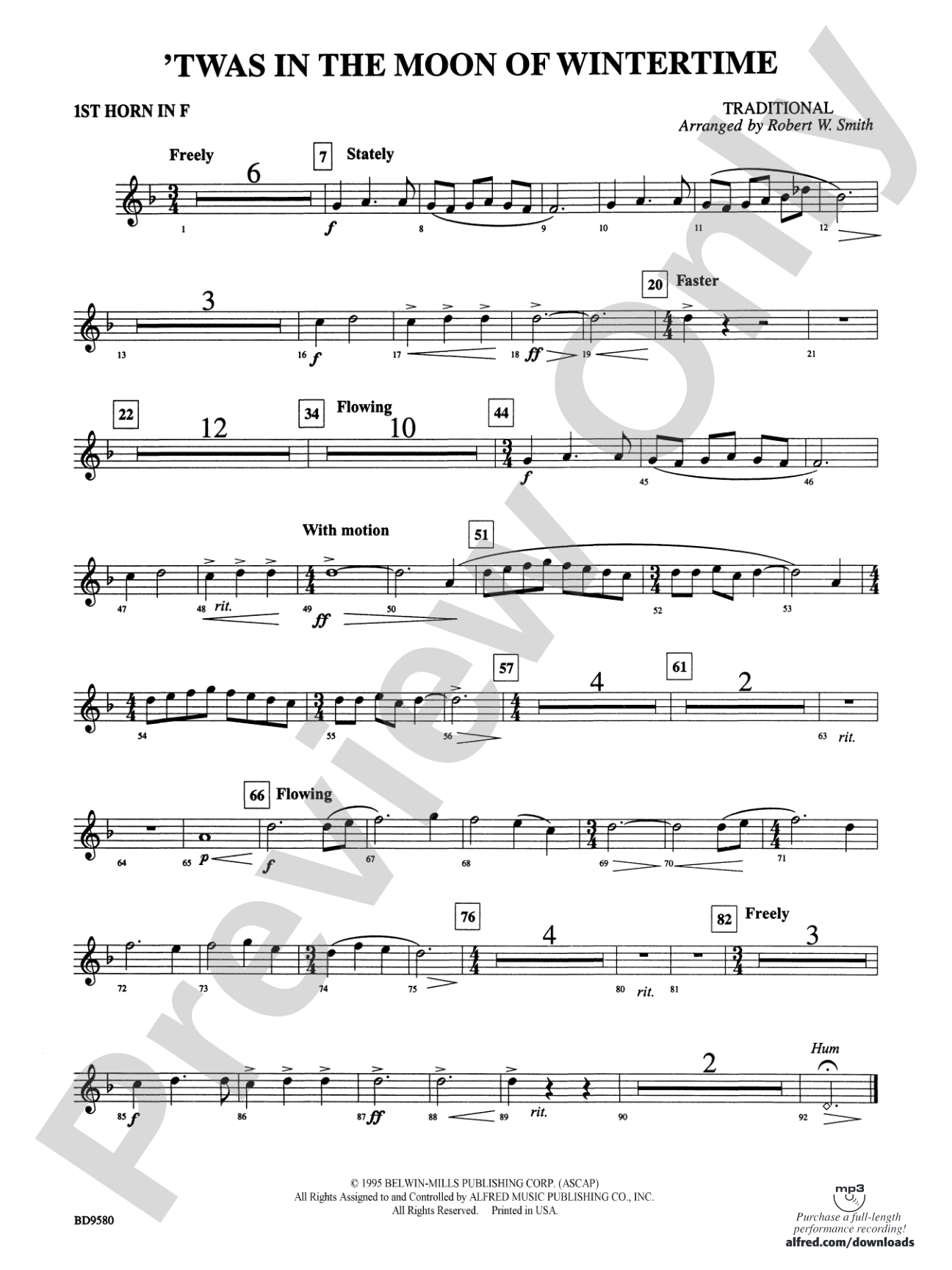 Twas in the Moon of Wintertime: 1st F Horn