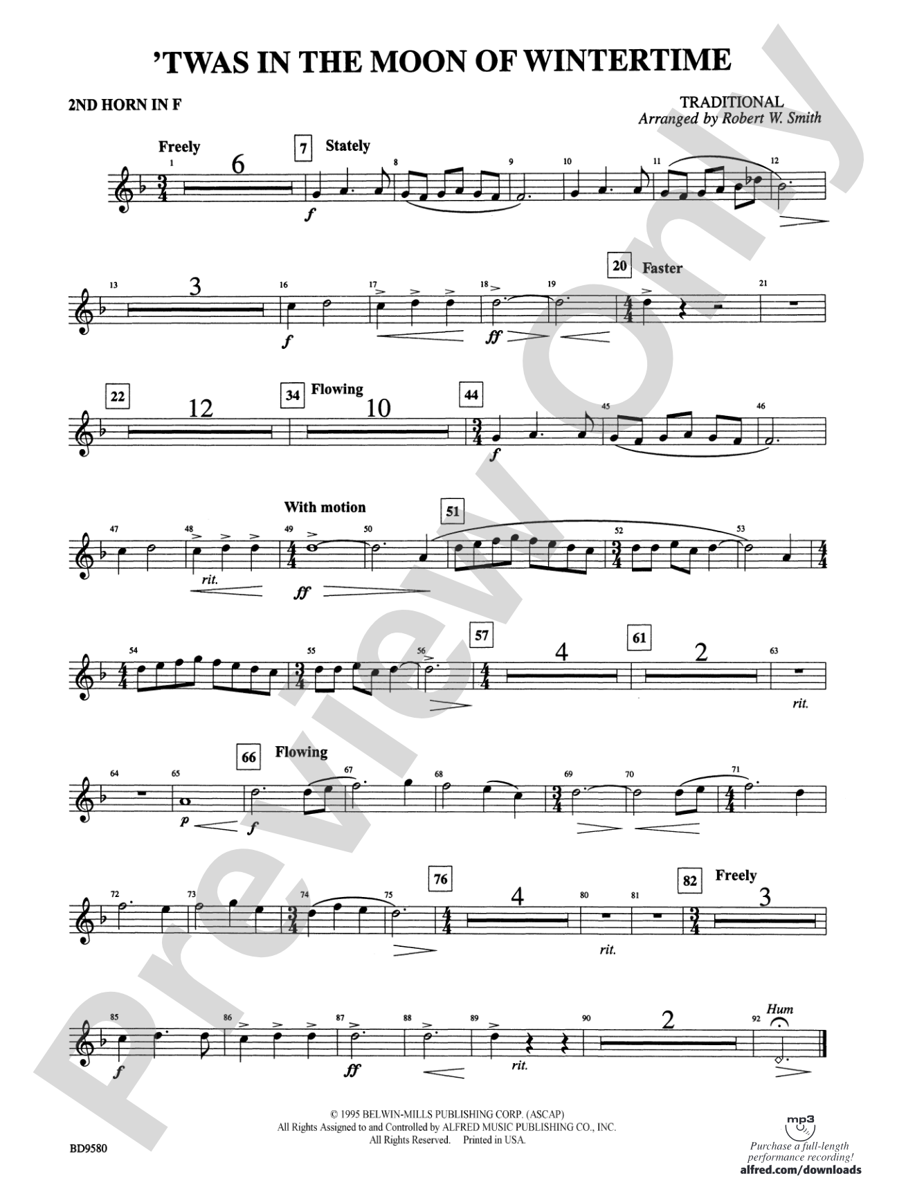 Twas in the Moon of Wintertime: 2nd F Horn