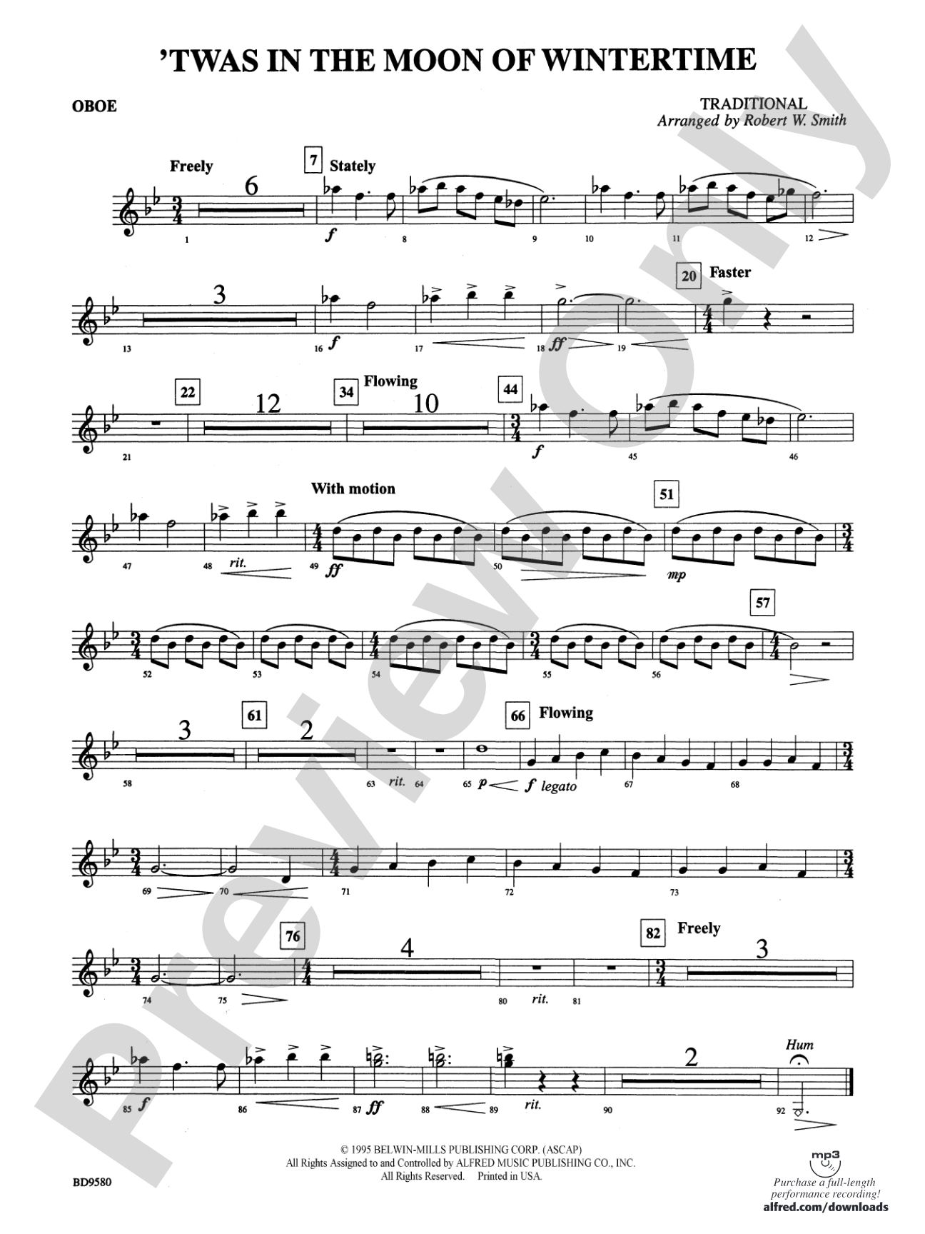 Twas in the Moon of Wintertime: Oboe