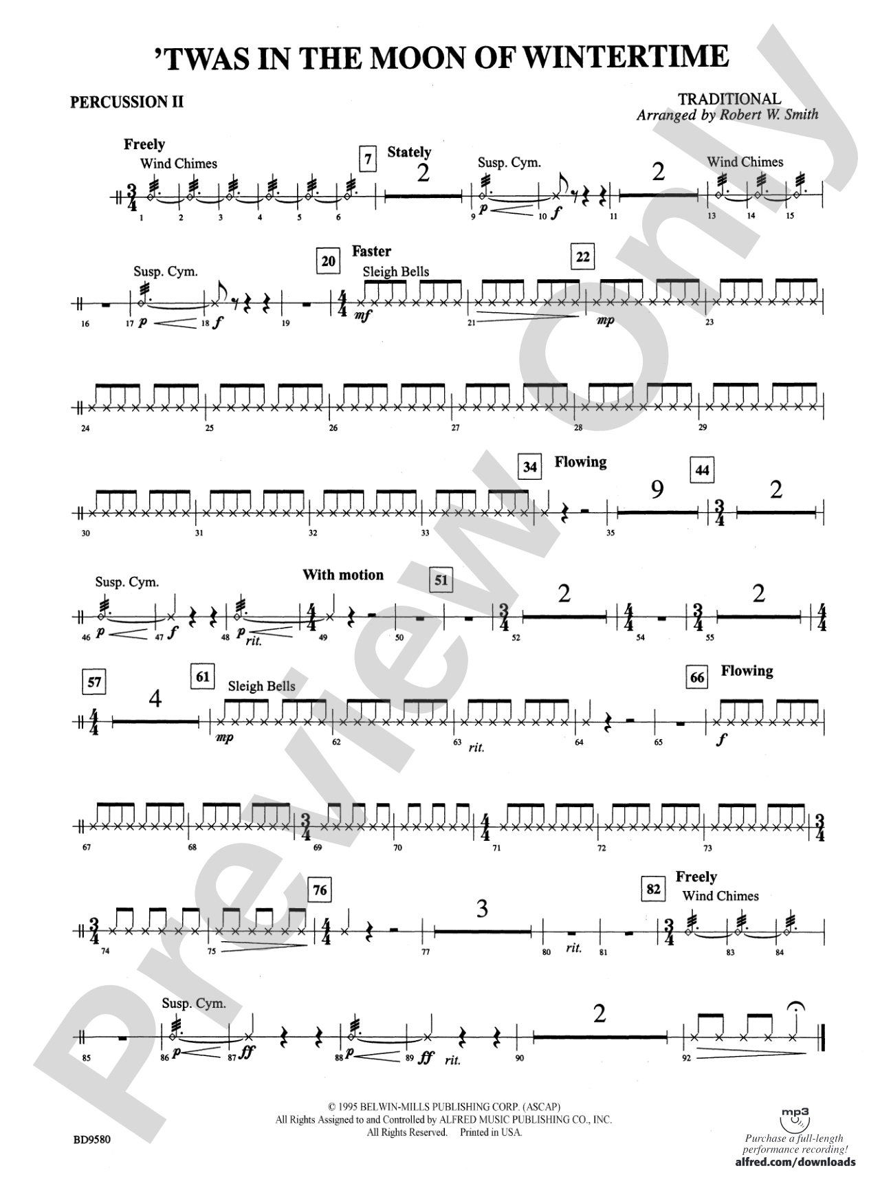 Twas in the Moon of Wintertime: 2nd Percussion