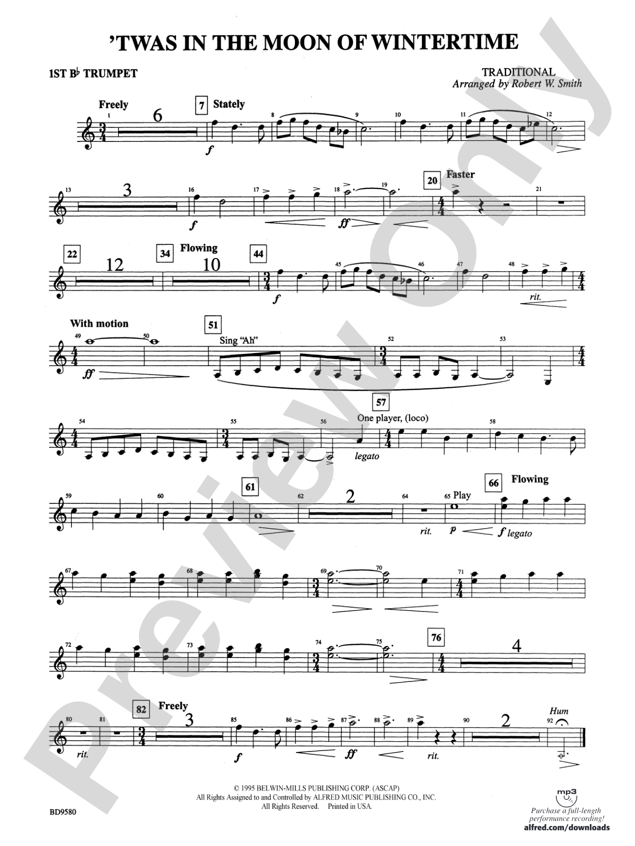 Twas in the Moon of Wintertime: 1st B-flat Trumpet