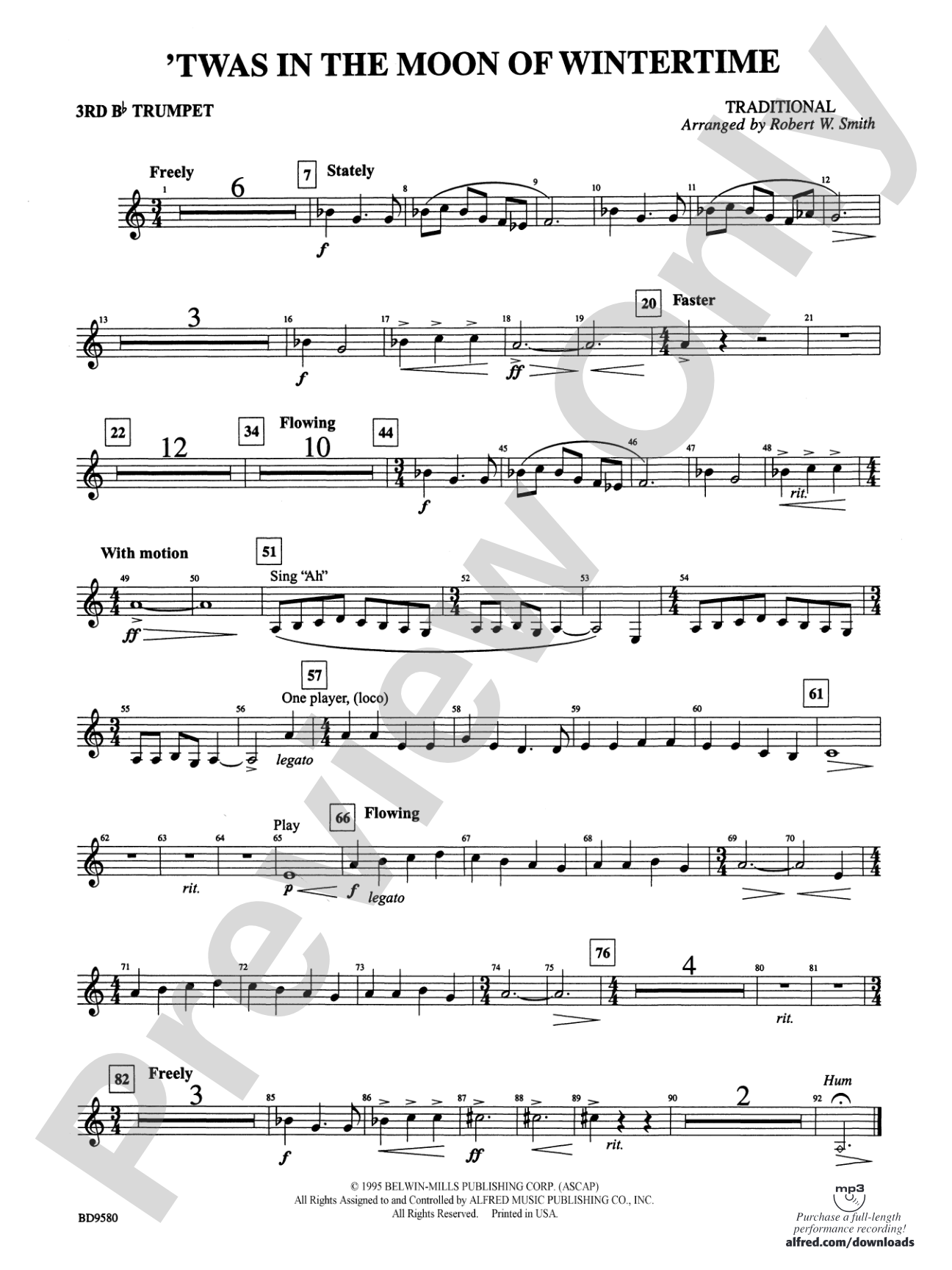 Twas in the Moon of Wintertime: 3rd B-flat Trumpet