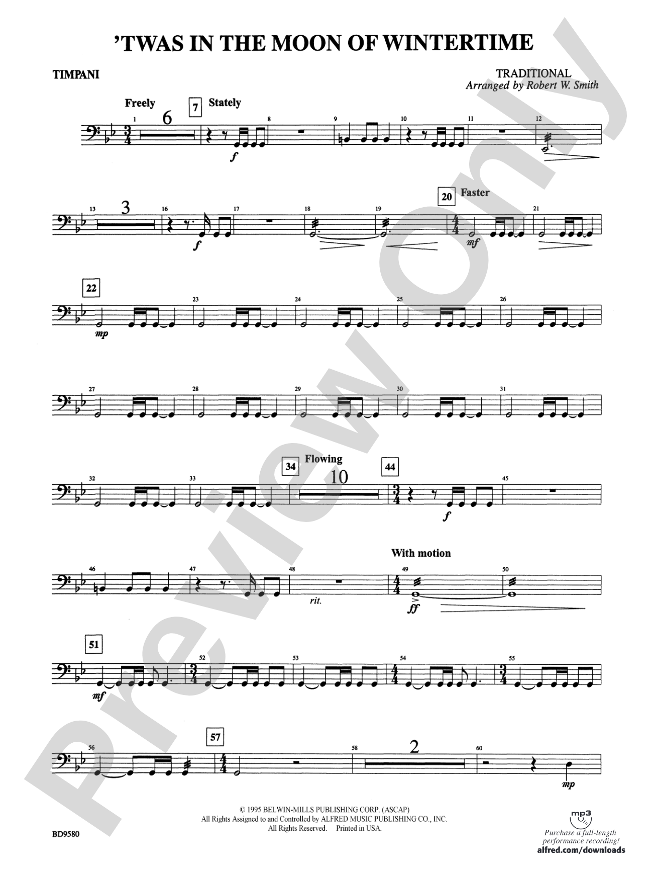 Twas in the Moon of Wintertime: Timpani