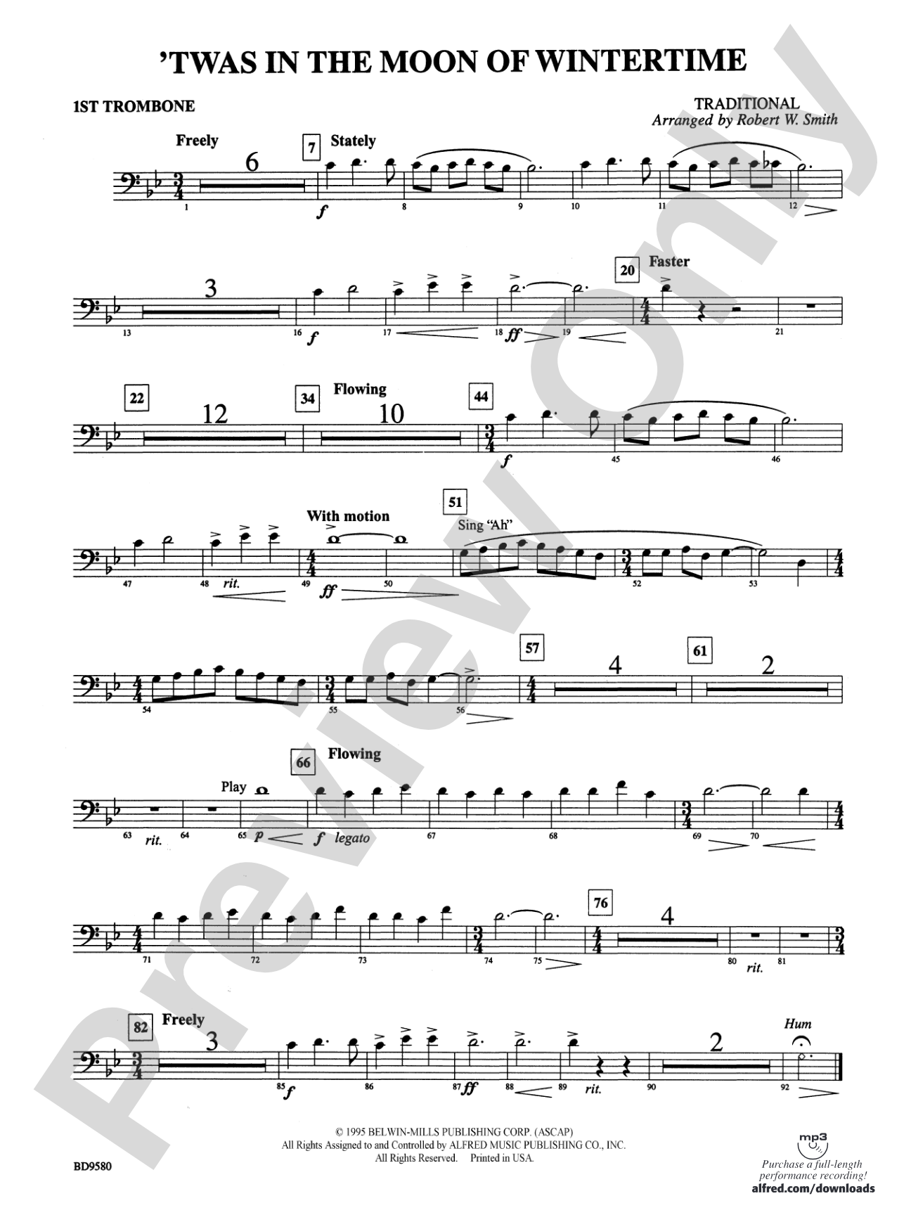 Twas in the Moon of Wintertime: 1st Trombone