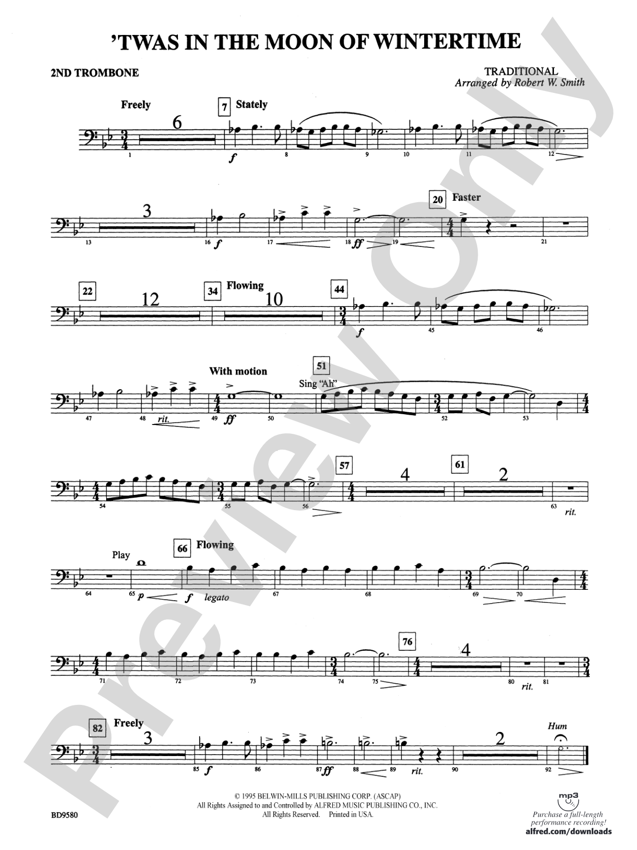 Twas in the Moon of Wintertime: 2nd Trombone