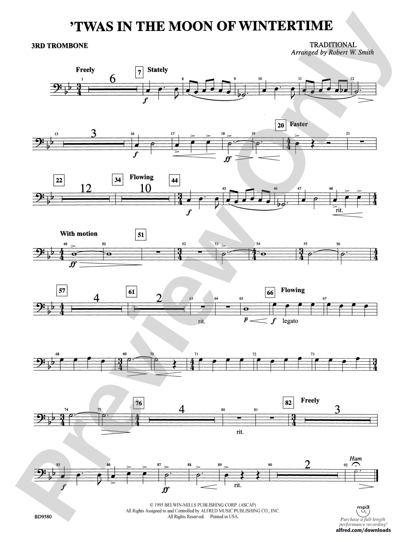 Twas in the Moon of Wintertime: 3rd Trombone