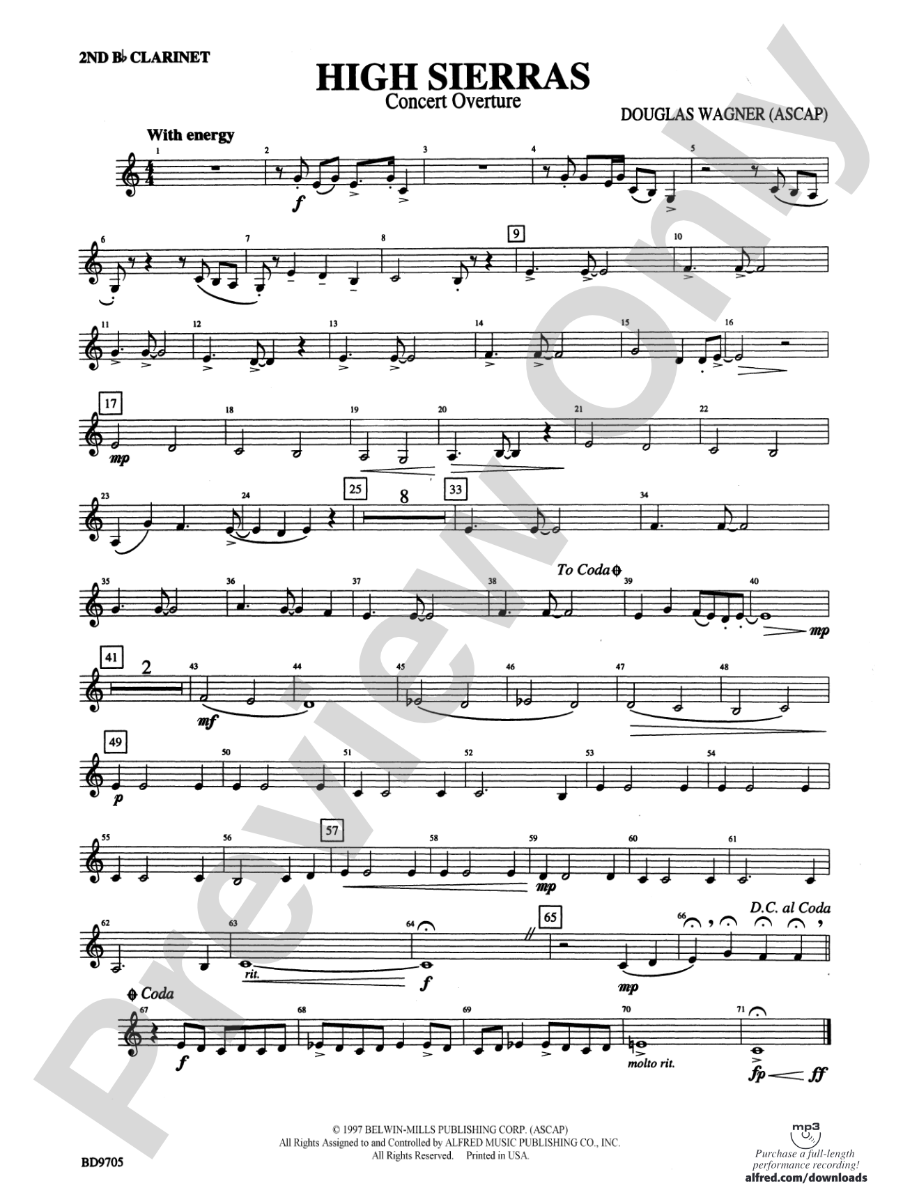 High Sierras: 2nd B-flat Clarinet