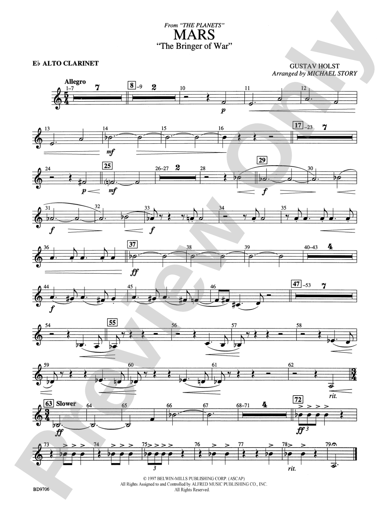Mars ("The Bringer of War," from The Planets): E-flat Alto Clarinet