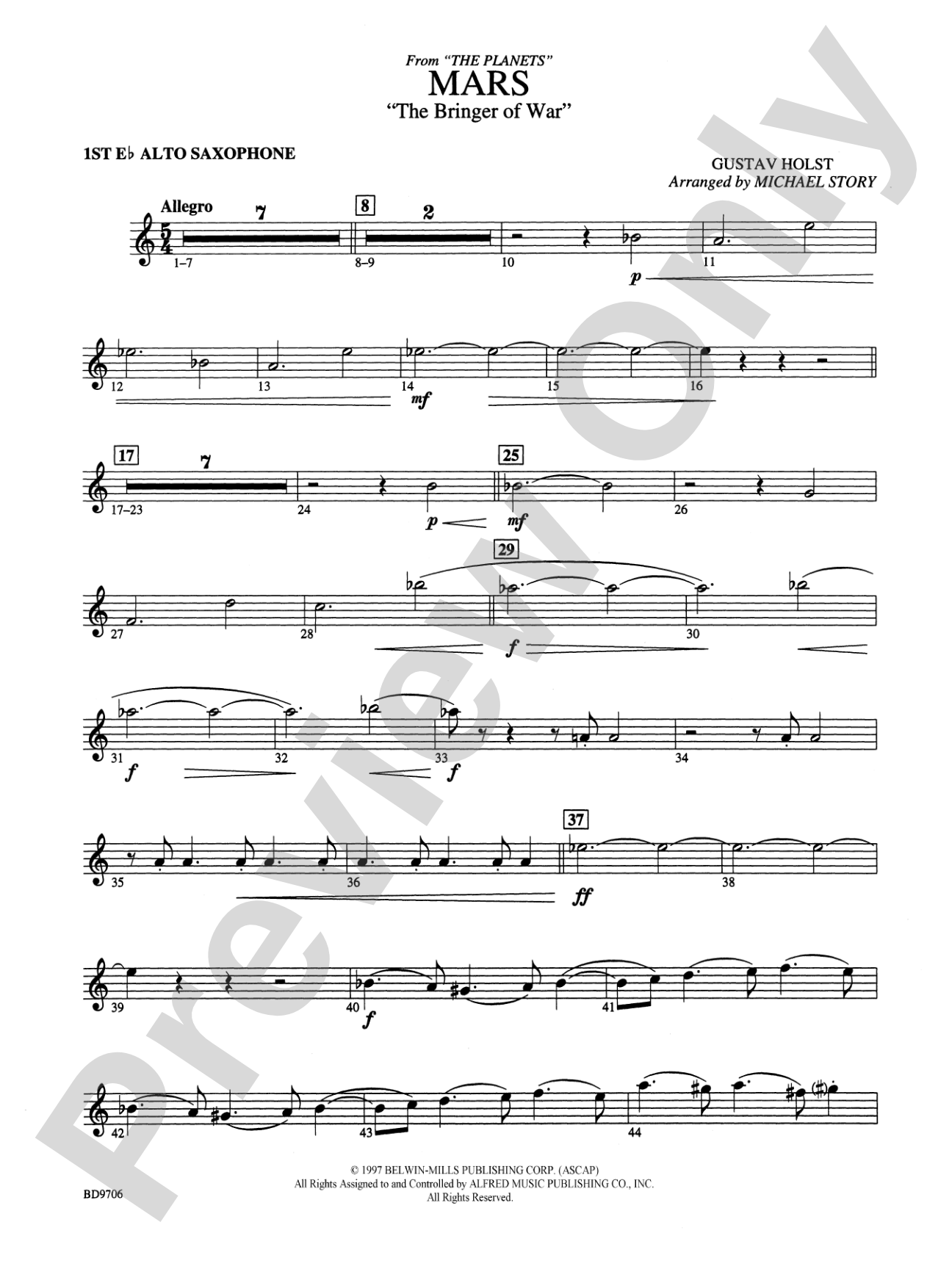 Mars ("The Bringer of War," from The Planets): E-flat Alto Saxophone