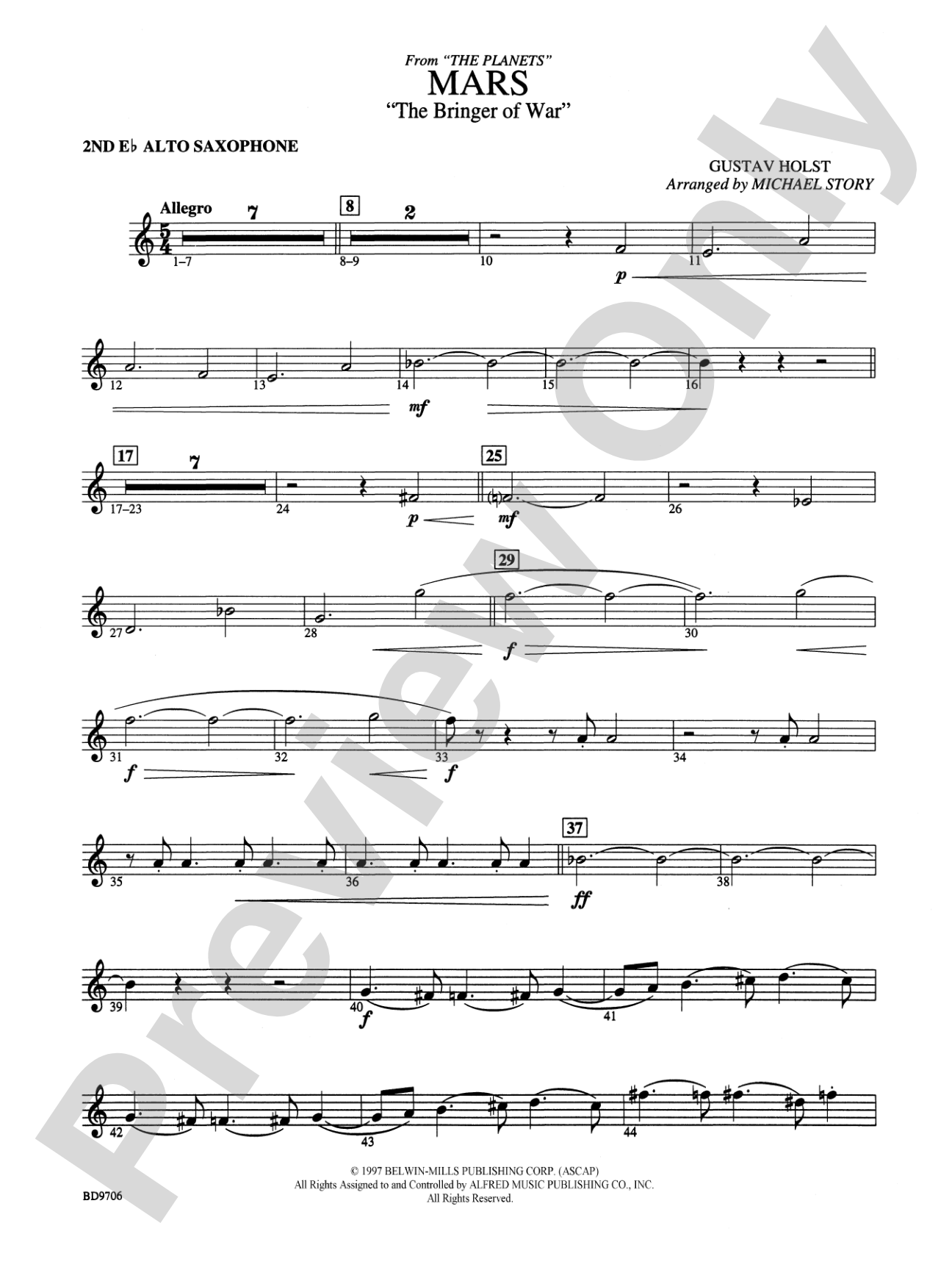 Mars ("The Bringer of War," from The Planets): 2nd E-flat Alto Saxophone