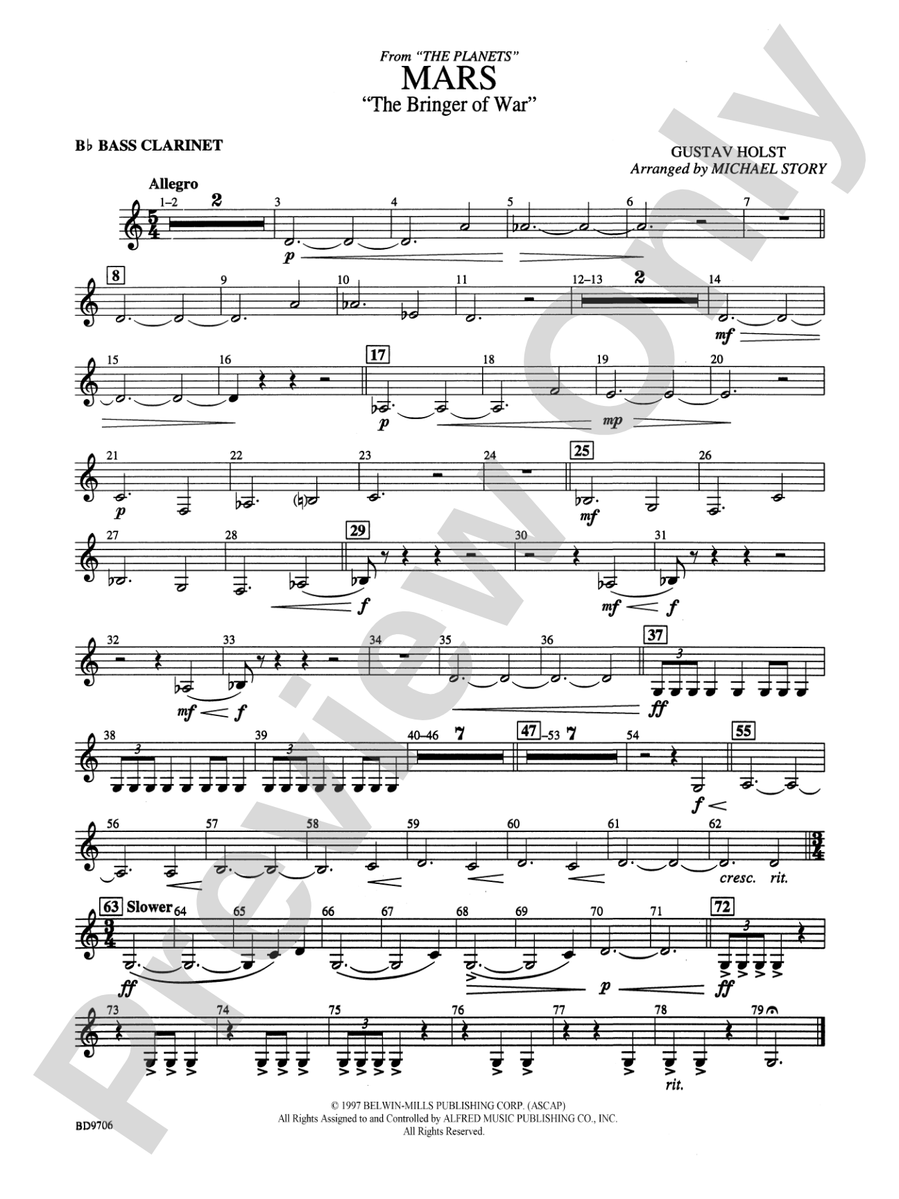 Mars ("The Bringer of War," from The Planets): B-flat Bass Clarinet