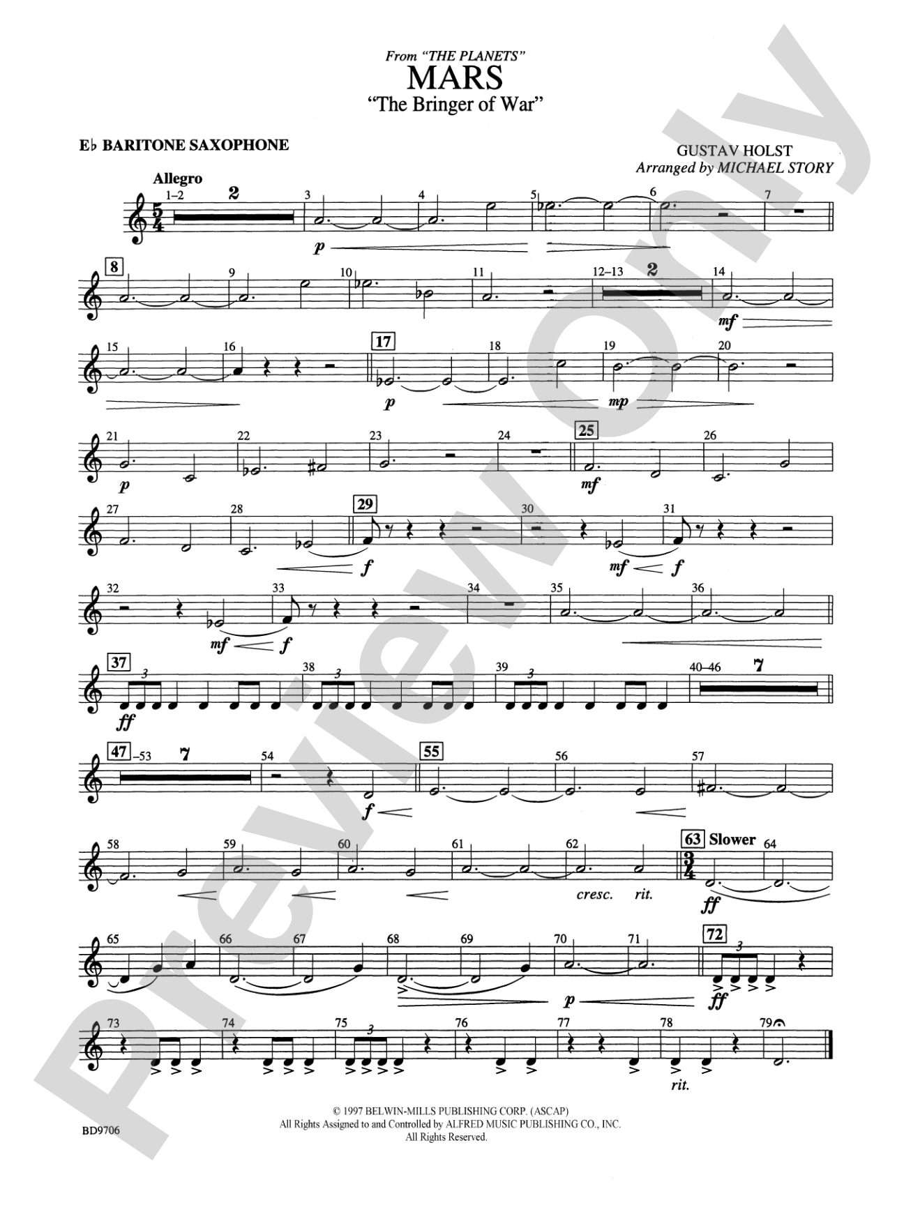 Mars ("The Bringer of War," from The Planets): E-flat Baritone Saxophone