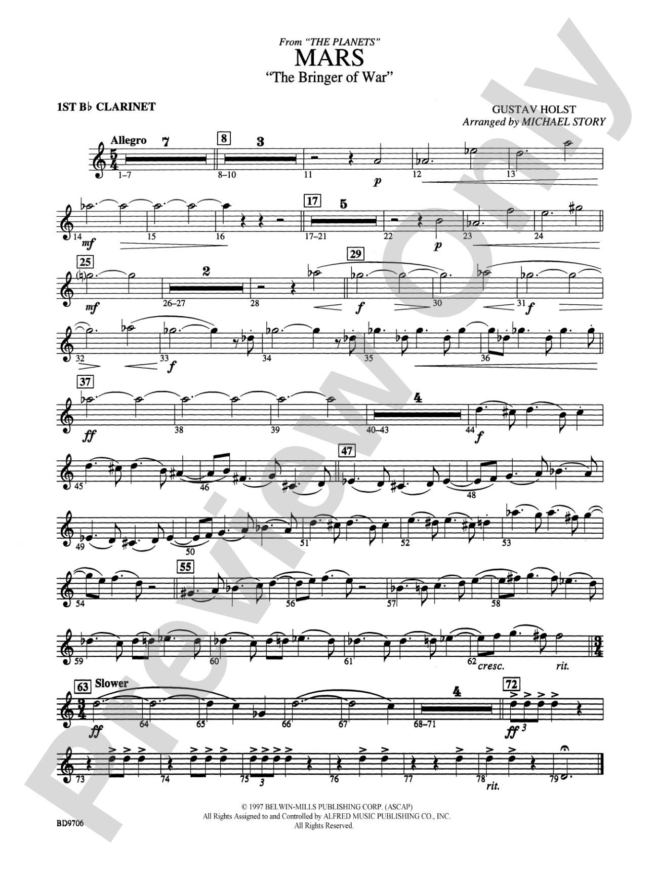 Mars ("The Bringer of War," from The Planets): 1st B-flat Clarinet