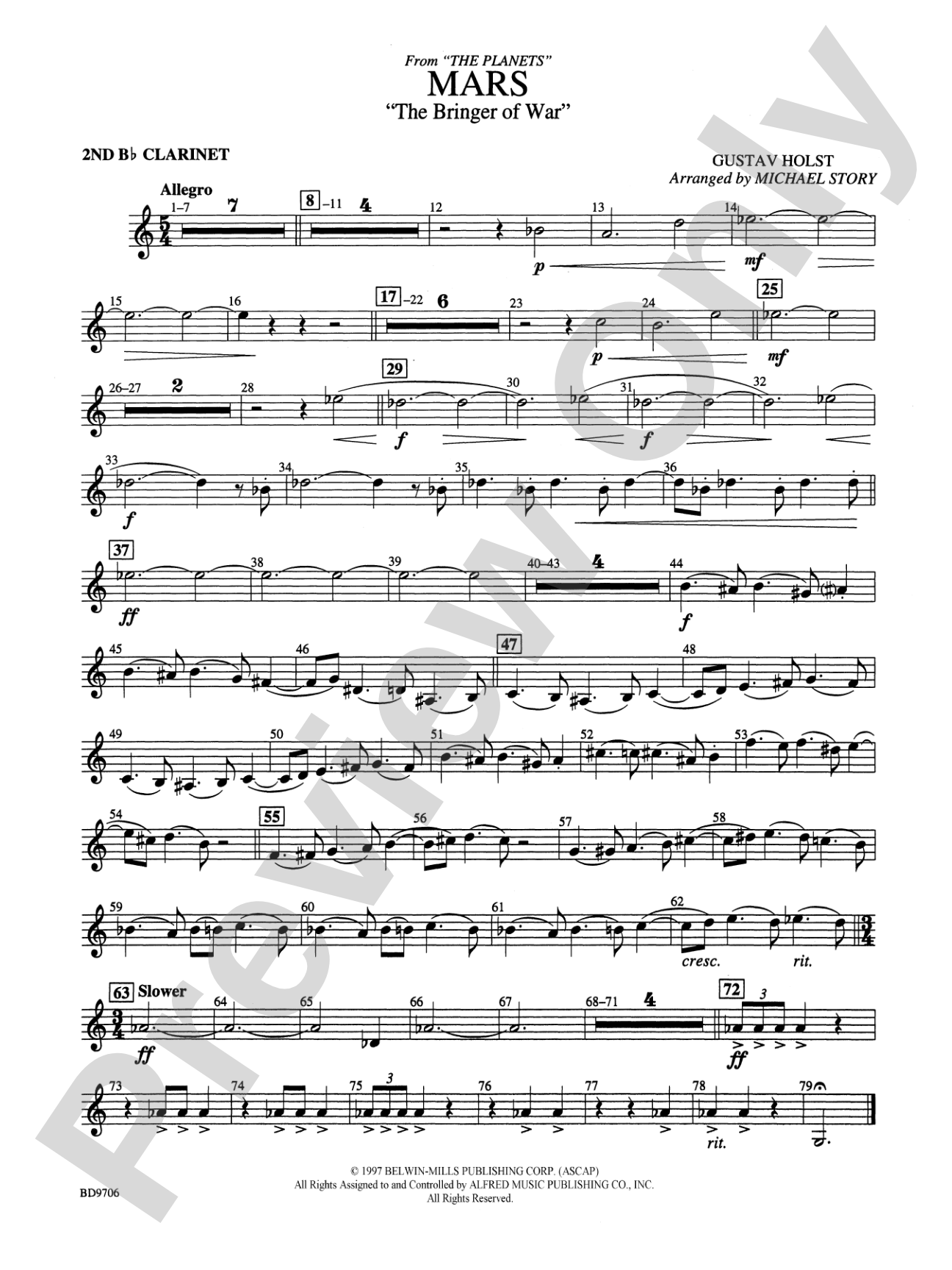 Mars ("The Bringer of War," from The Planets): 2nd B-flat Clarinet
