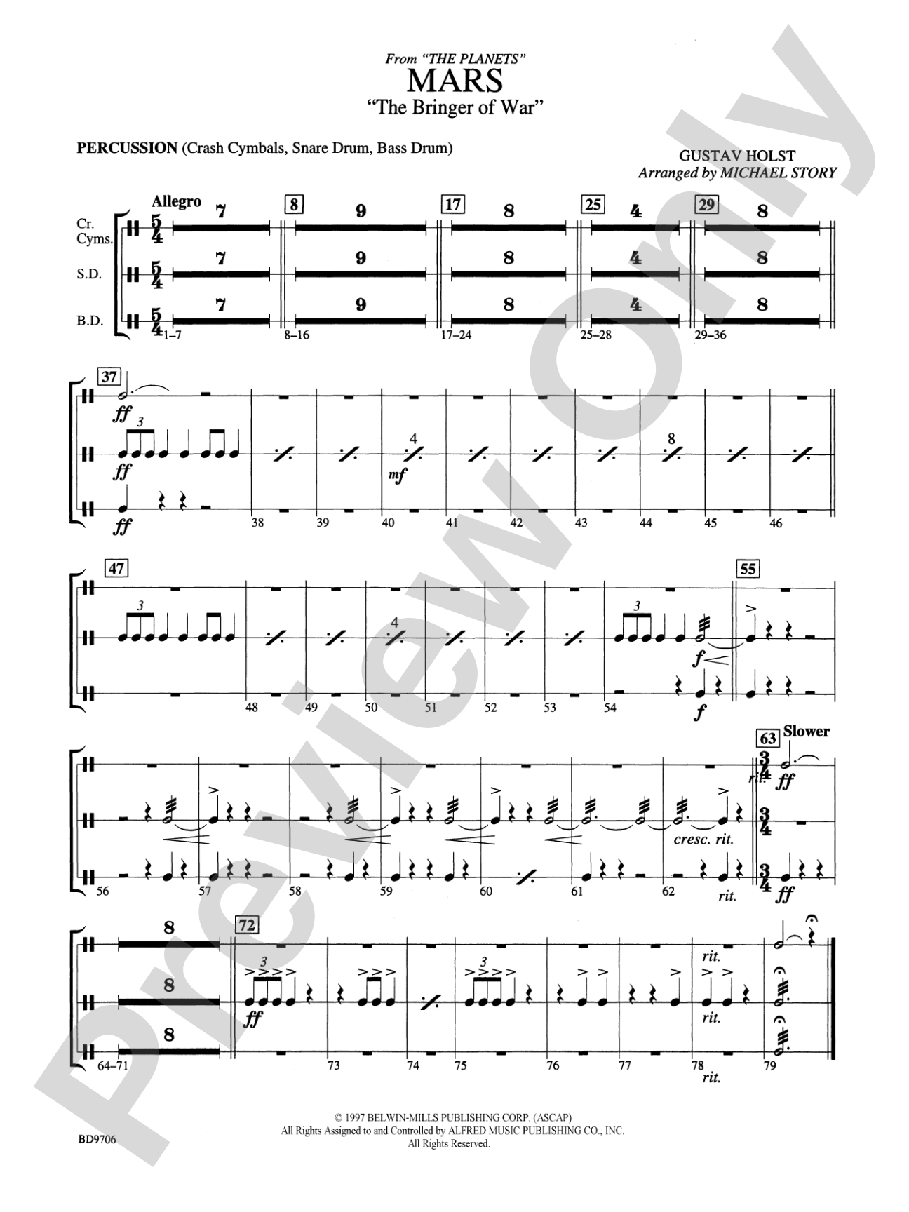 Mars ("The Bringer of War," from The Planets): 1st Percussion