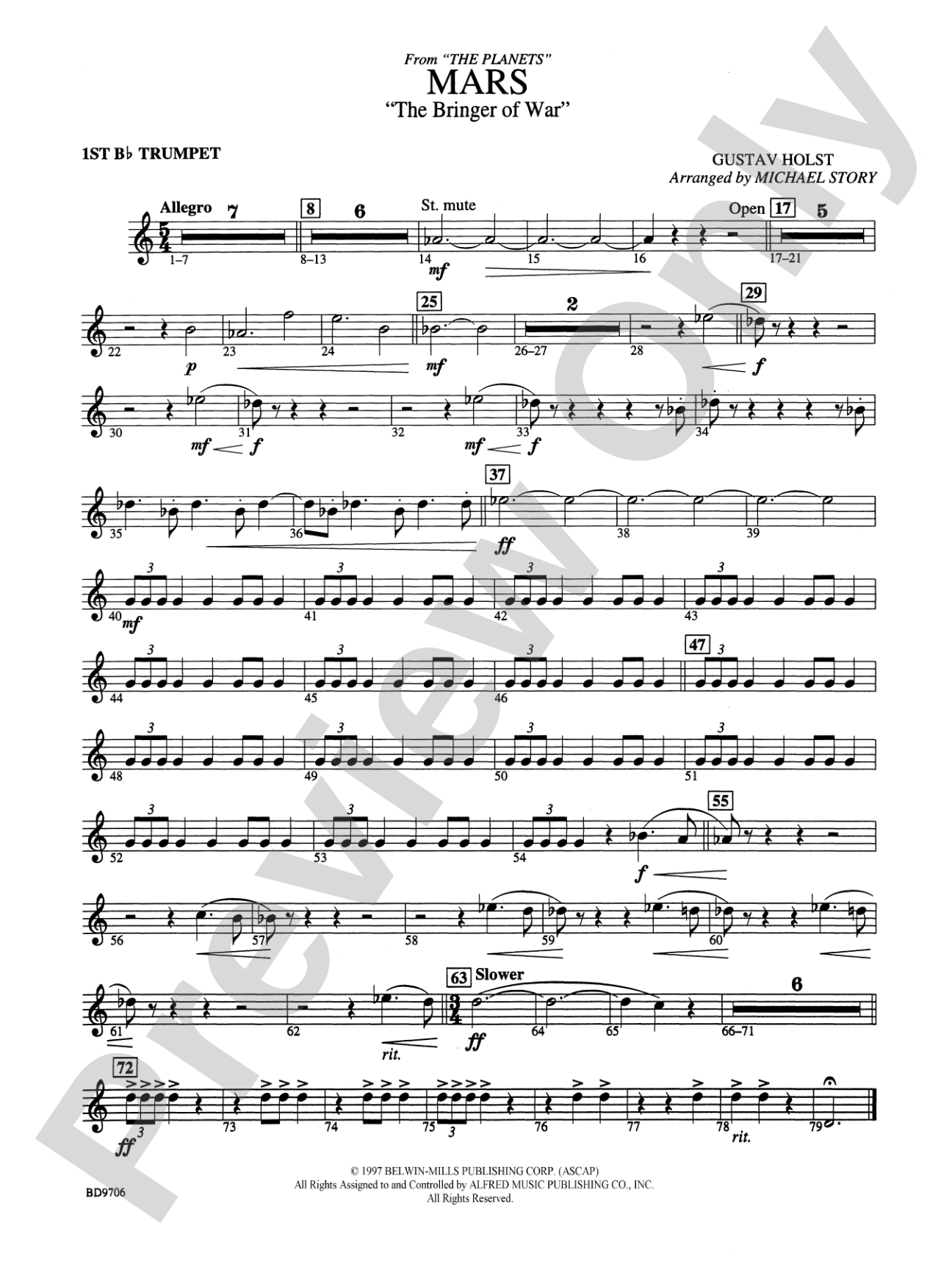 Mars ("The Bringer of War," from The Planets): 1st B-flat Trumpet