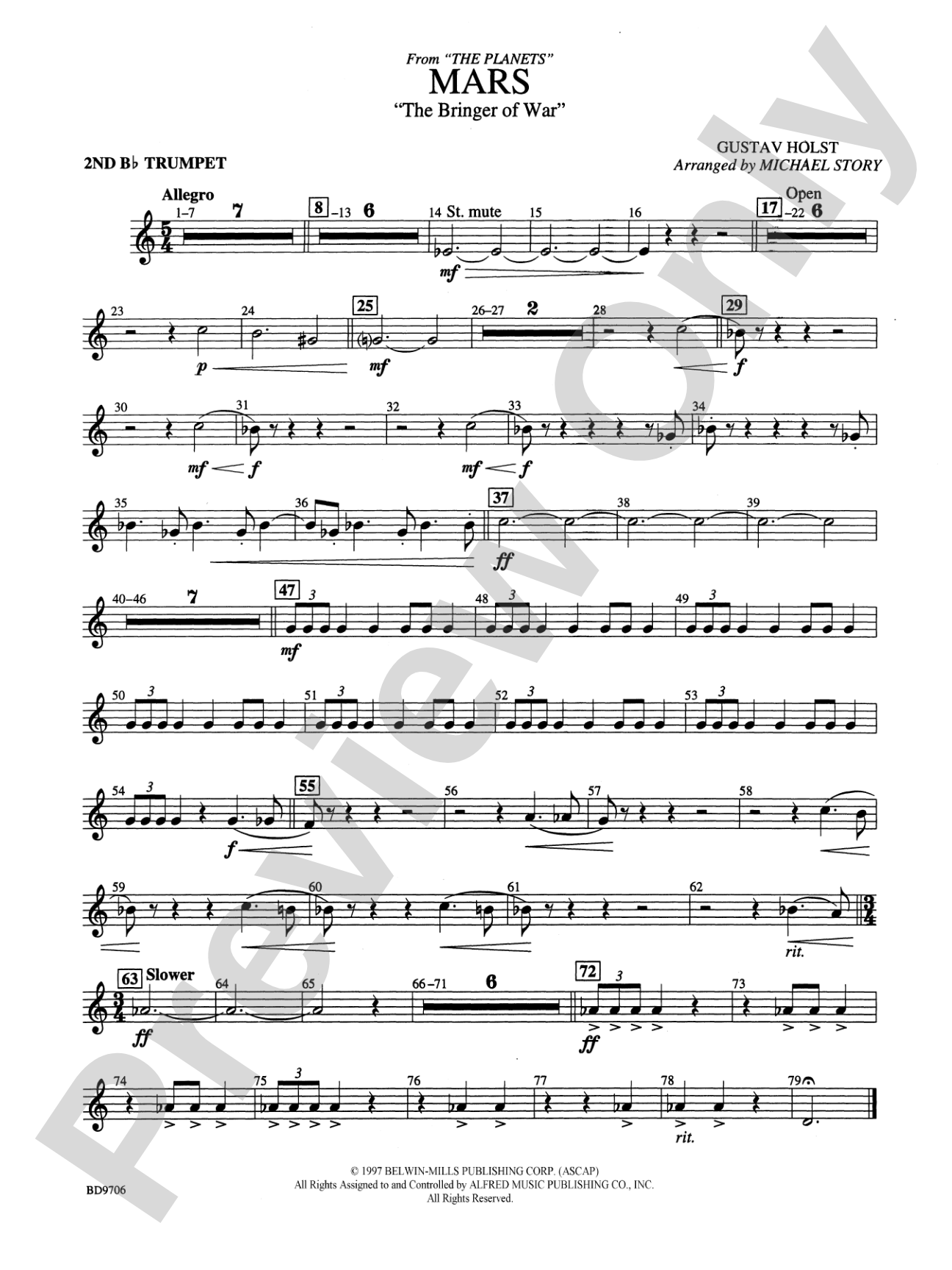 Mars ("The Bringer of War," from The Planets): 2nd B-flat Trumpet