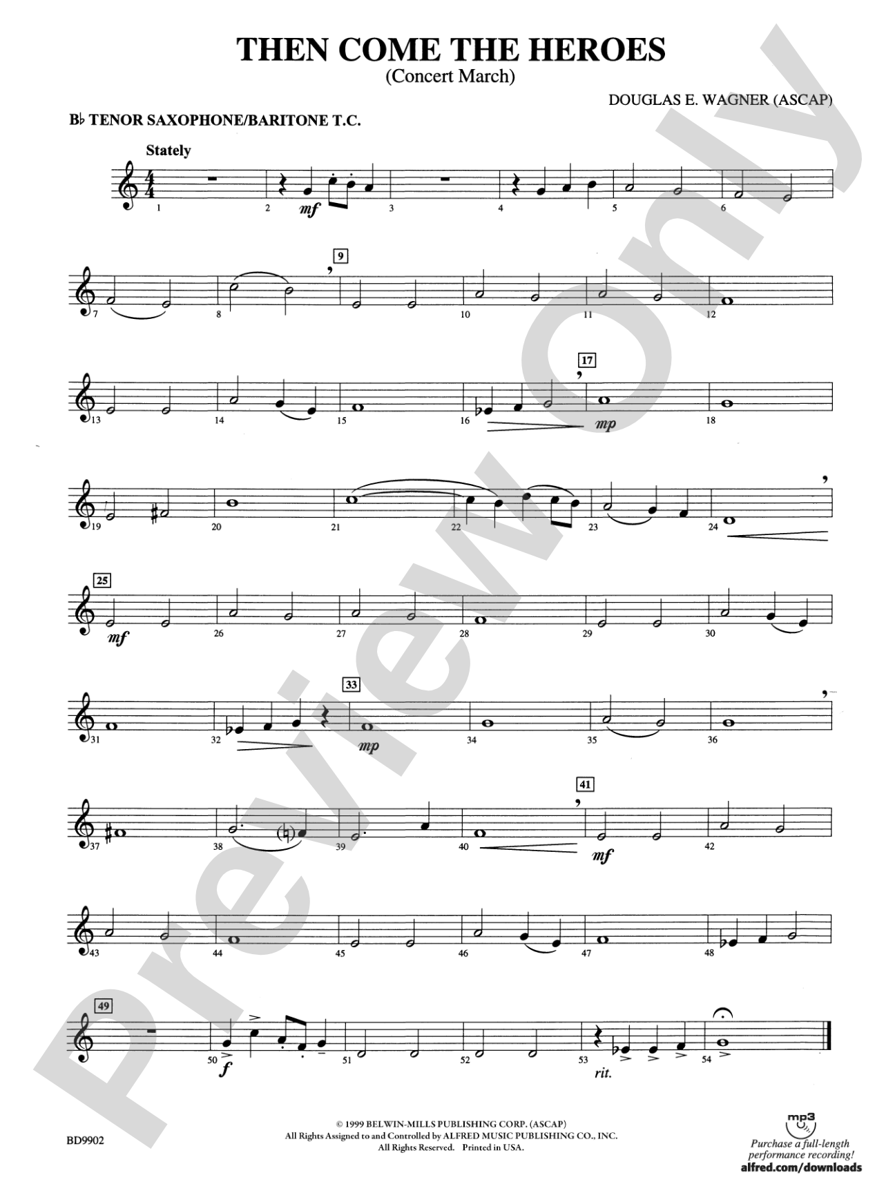 Then Come the Heroes: B-flat Tenor Saxophone