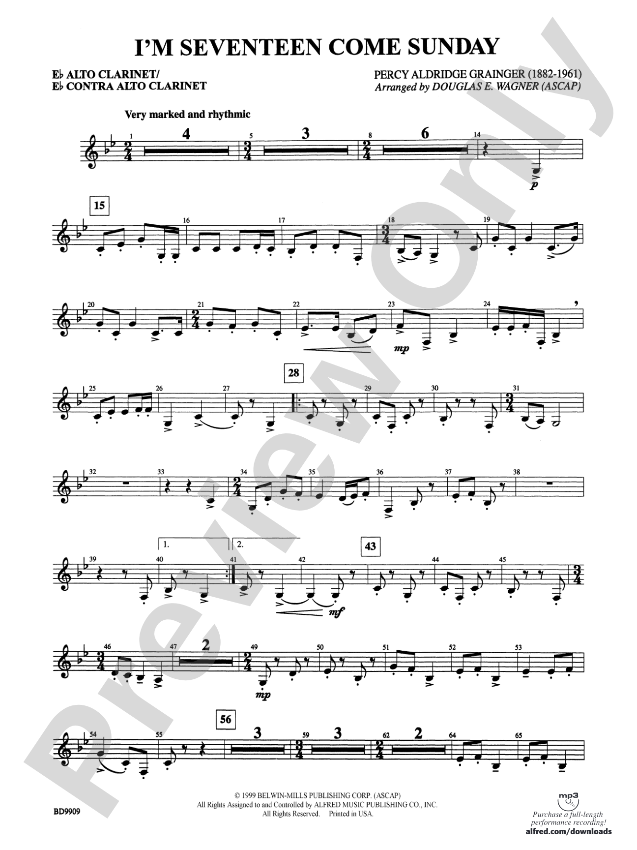I'm Seventeen Come Sunday: E-flat Alto Clarinet