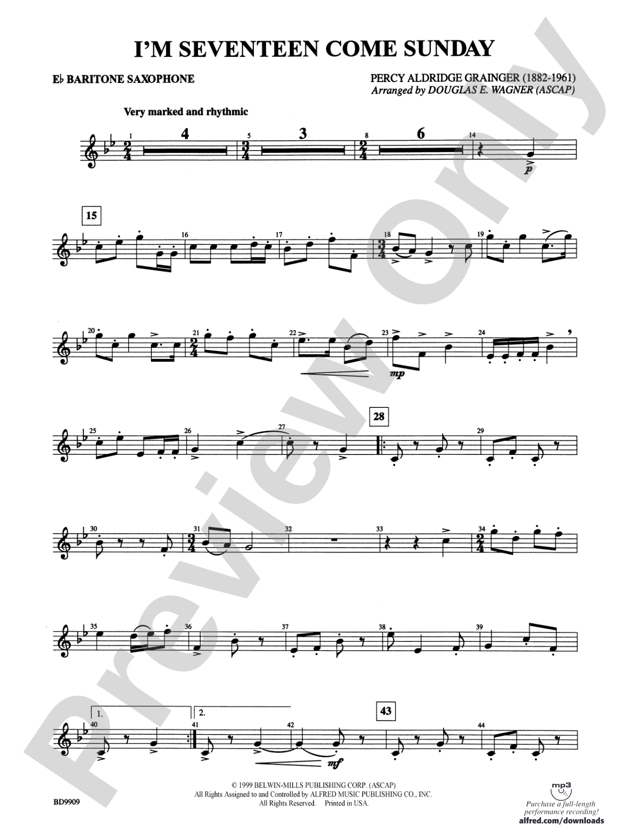 I'm Seventeen Come Sunday: E-flat Baritone Saxophone
