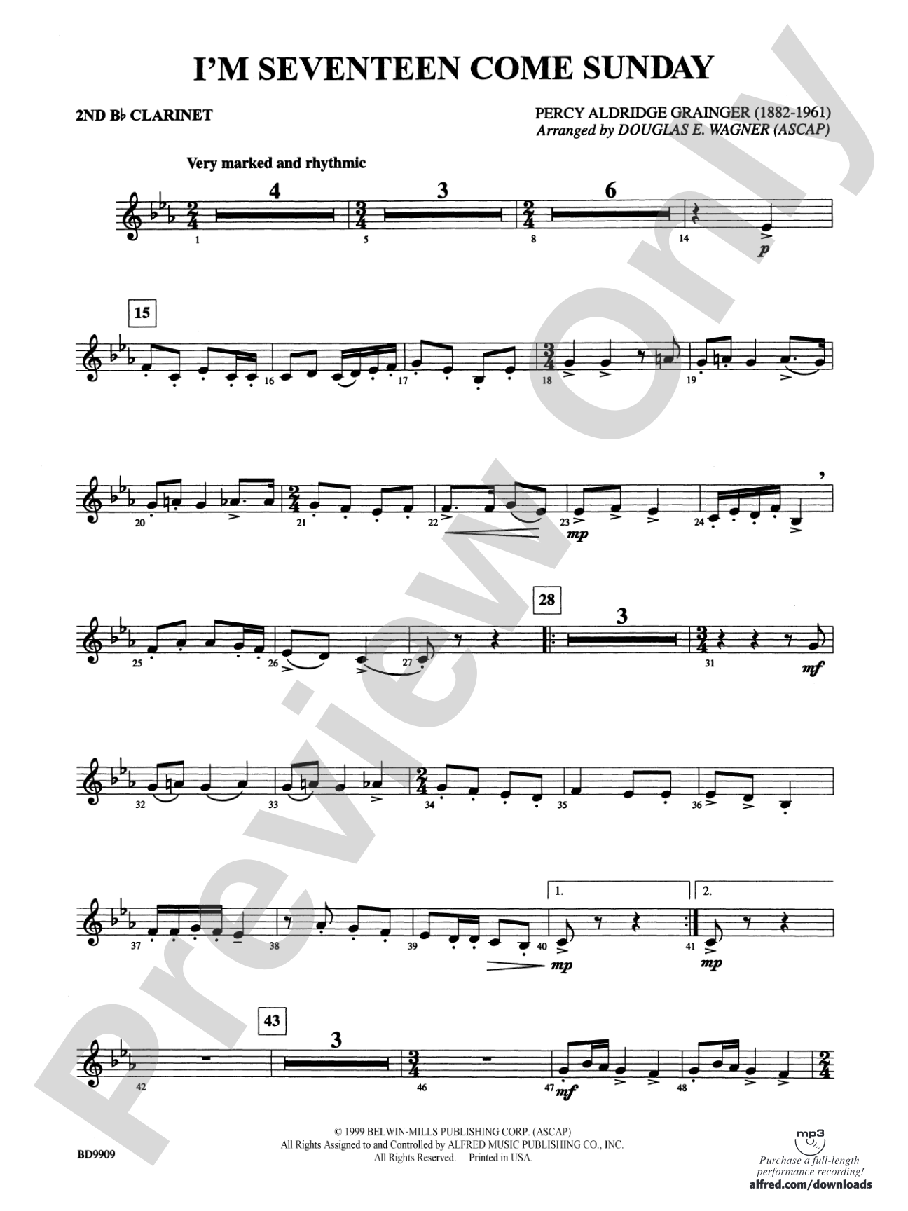 I'm Seventeen Come Sunday: 2nd B-flat Clarinet
