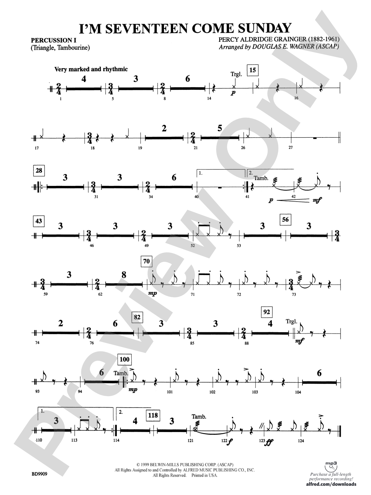 I'm Seventeen Come Sunday: 1st Percussion