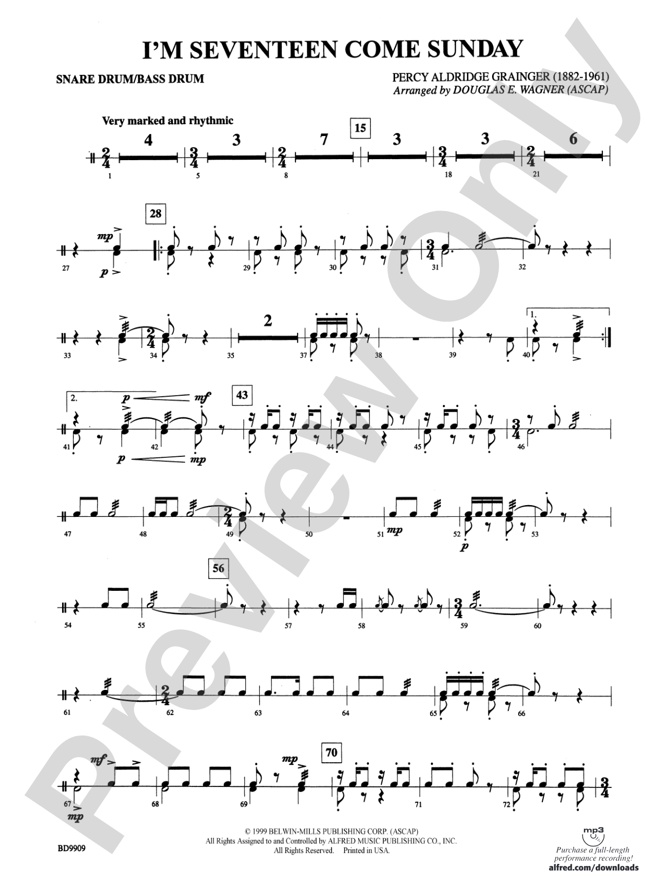 I'm Seventeen Come Sunday: 3rd Percussion