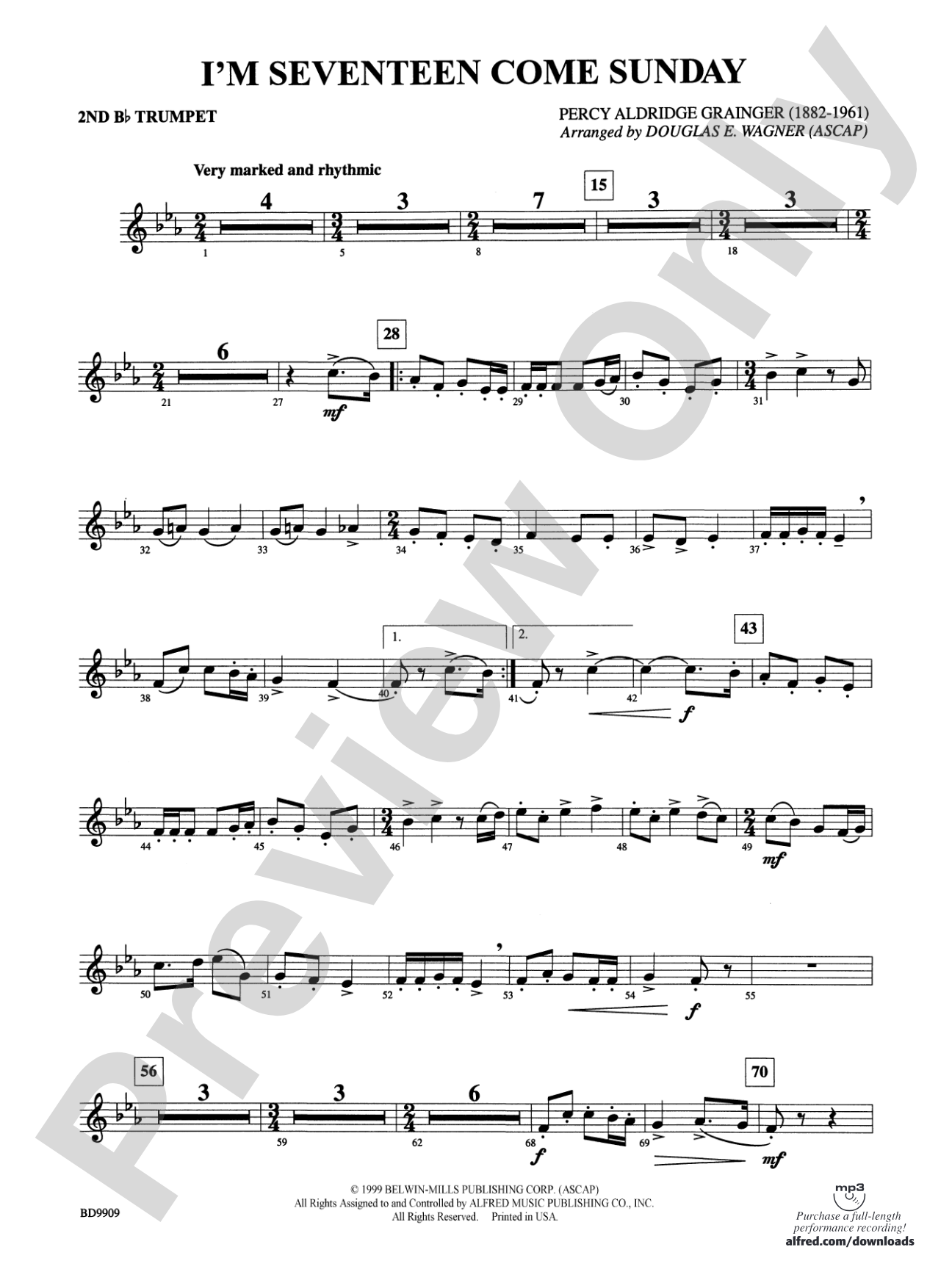 I'm Seventeen Come Sunday: 2nd B-flat Trumpet