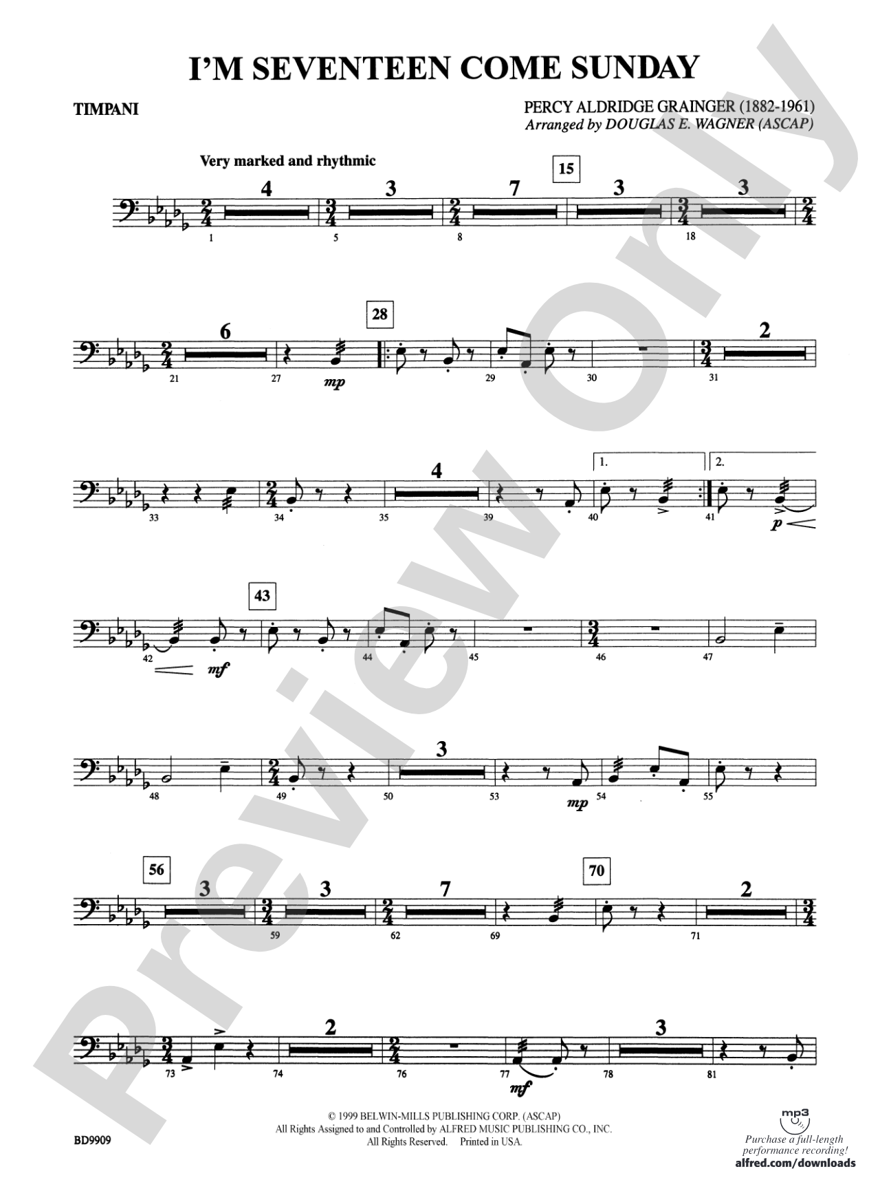 I'm Seventeen Come Sunday: Timpani