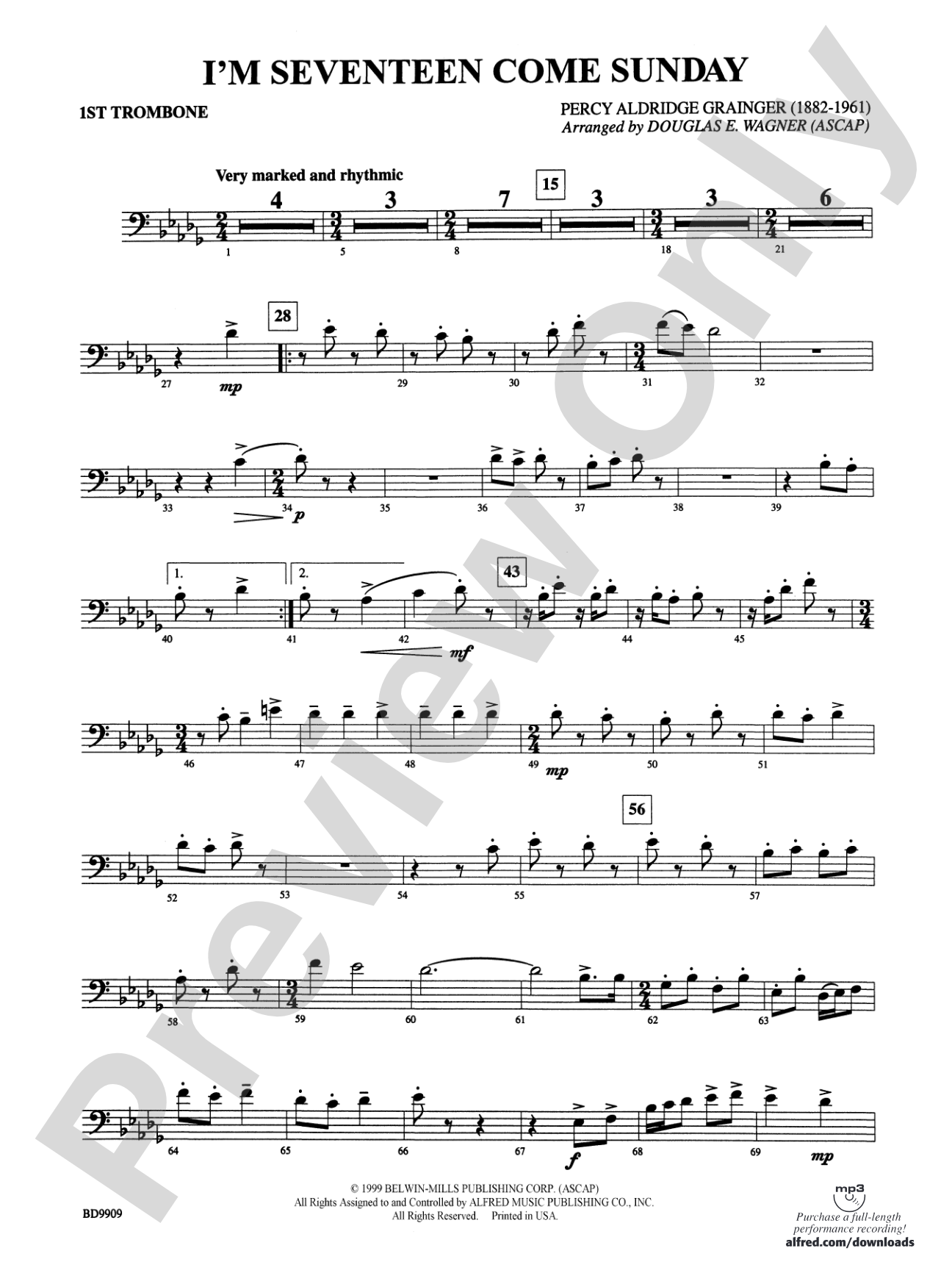 I'm Seventeen Come Sunday: 1st Trombone