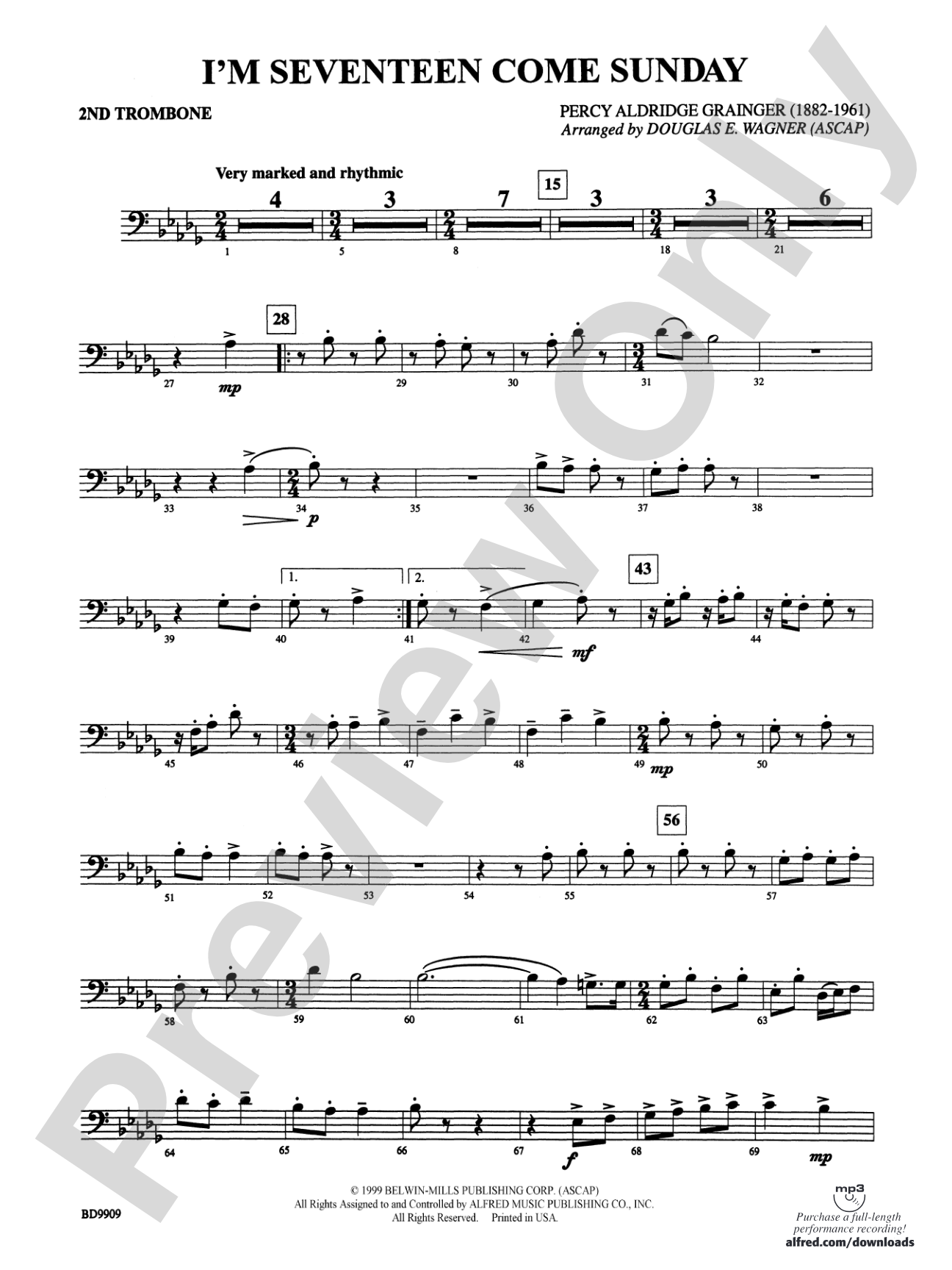I'm Seventeen Come Sunday: 2nd Trombone