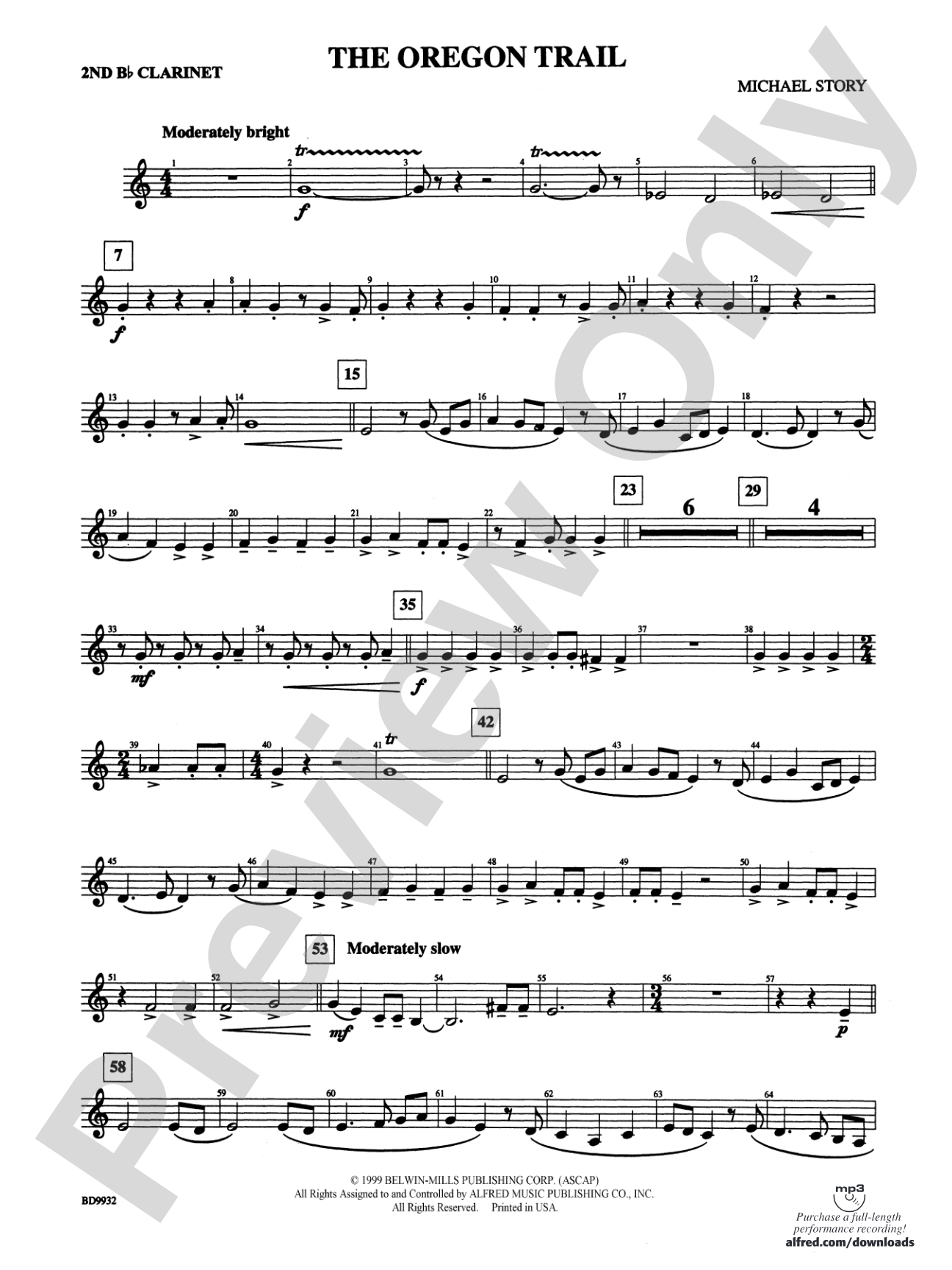 The Oregon Trail: 2nd B-flat Clarinet