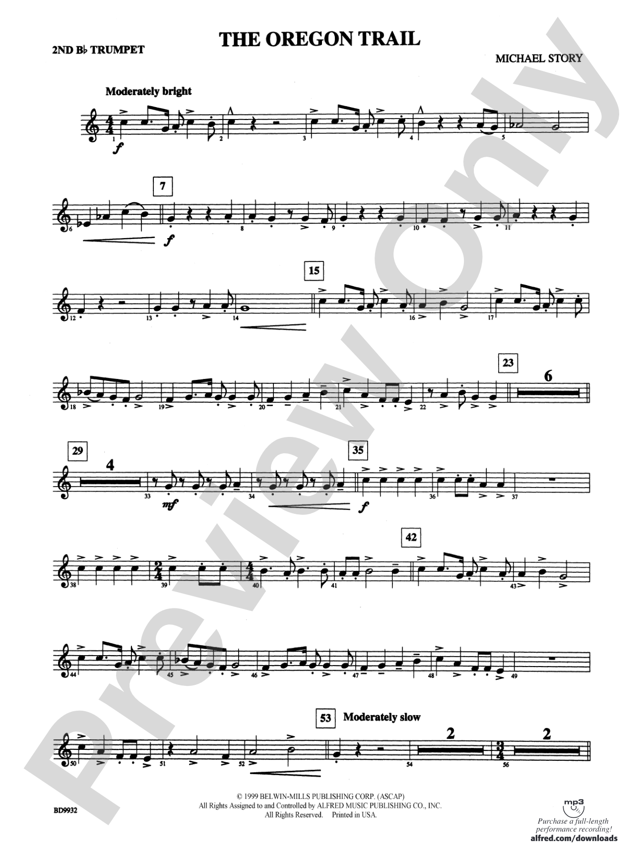 The Oregon Trail: 2nd B-flat Trumpet