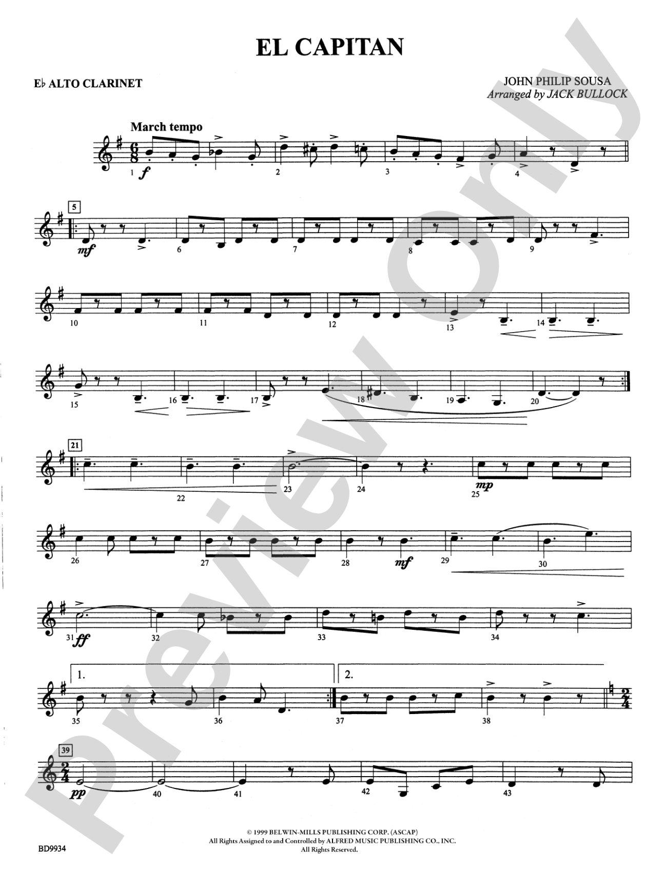 El Capitan: E-flat Alto Clarinet