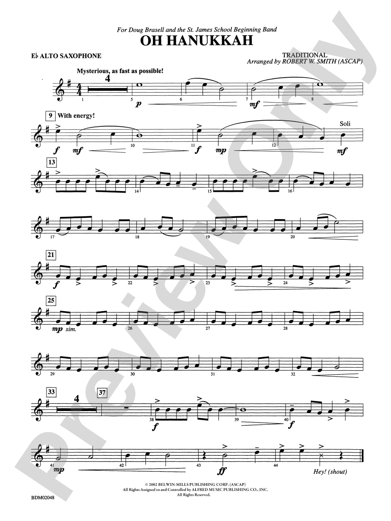 Oh Hanukkah: E-flat Alto Saxophone