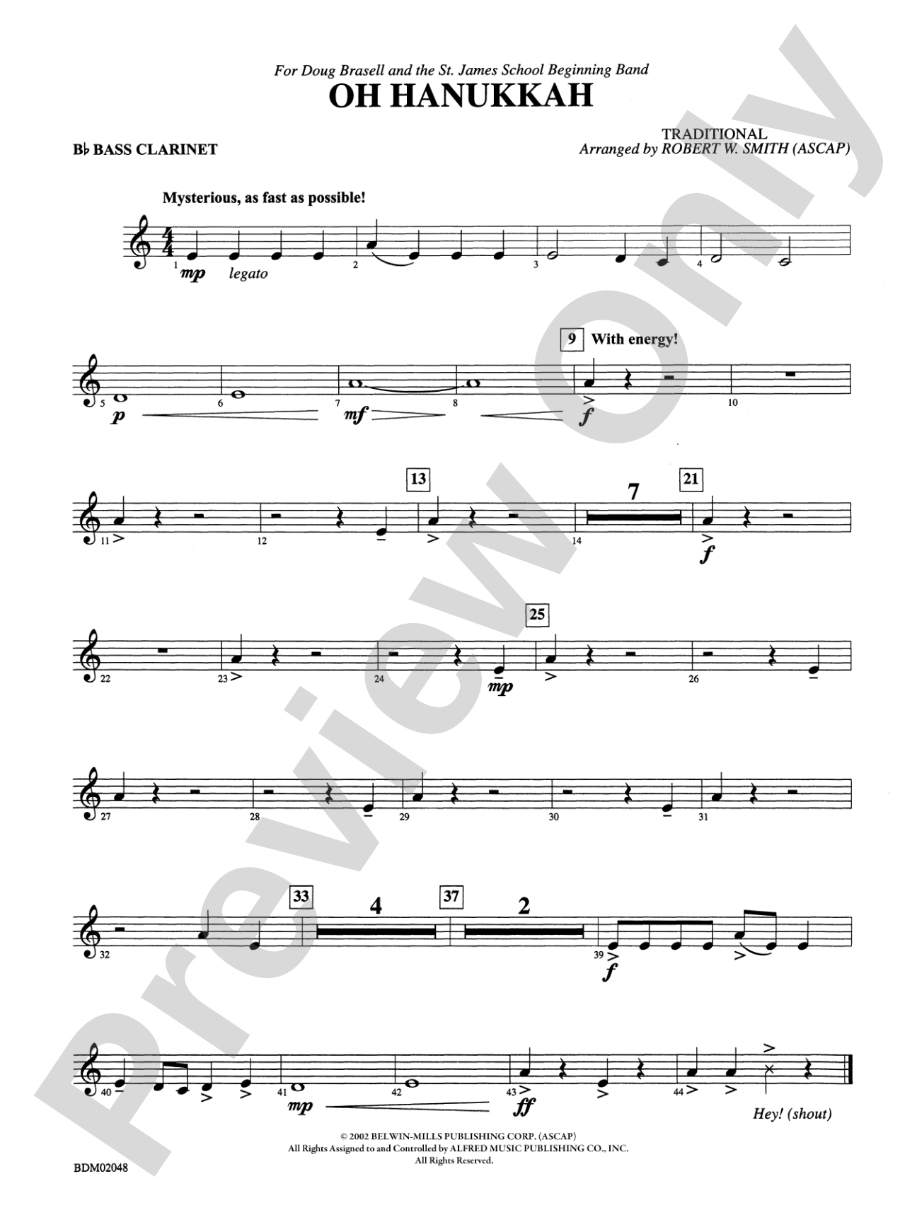 Oh Hanukkah: B-flat Bass Clarinet