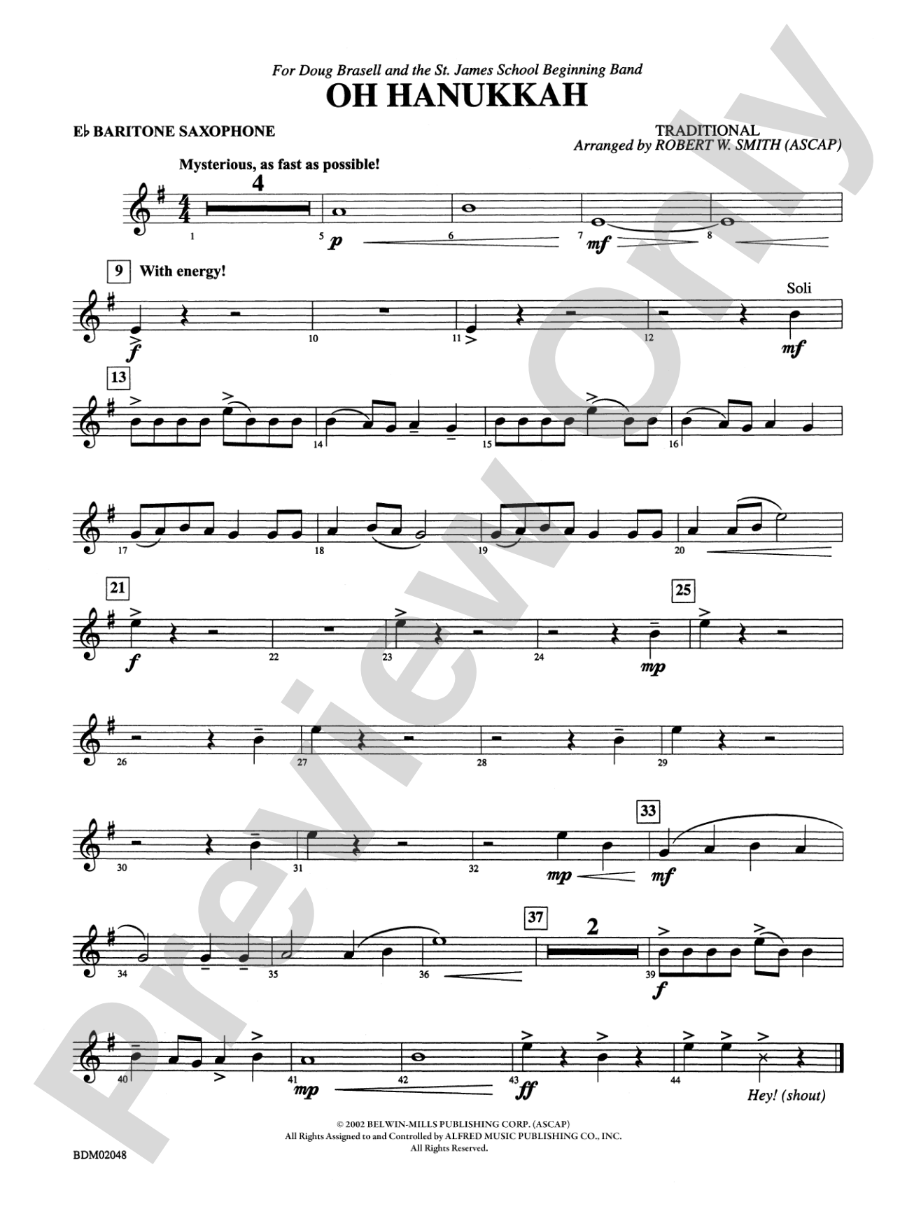 Oh Hanukkah: E-flat Baritone Saxophone