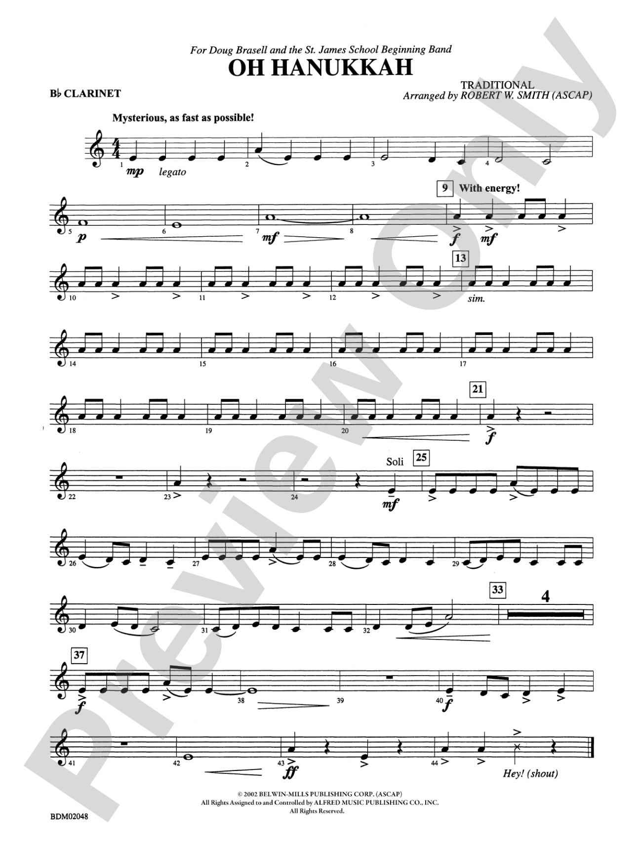 Oh Hanukkah: 1st B-flat Clarinet
