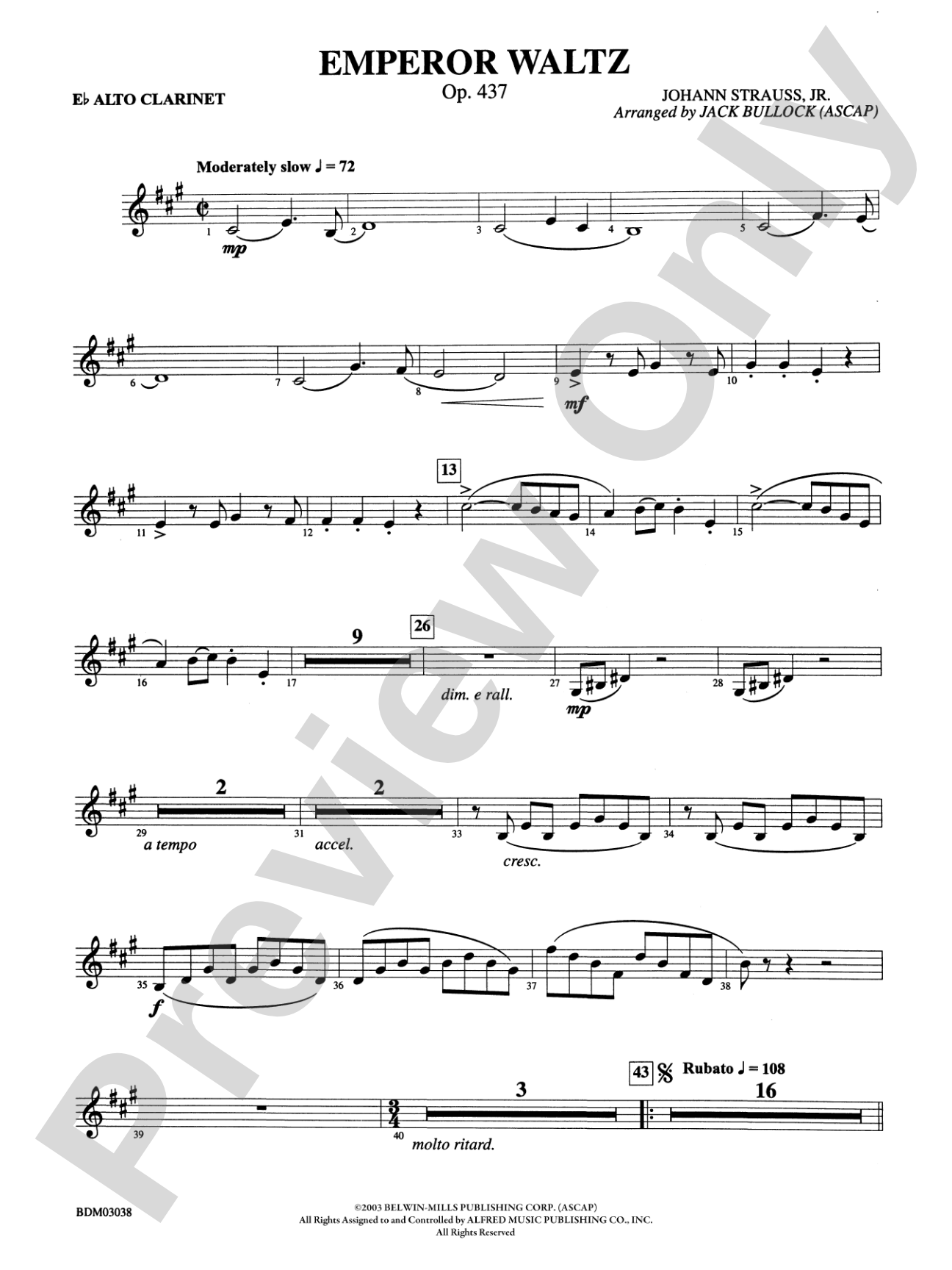 Emperor Waltz, Op. 437: E-flat Alto Clarinet