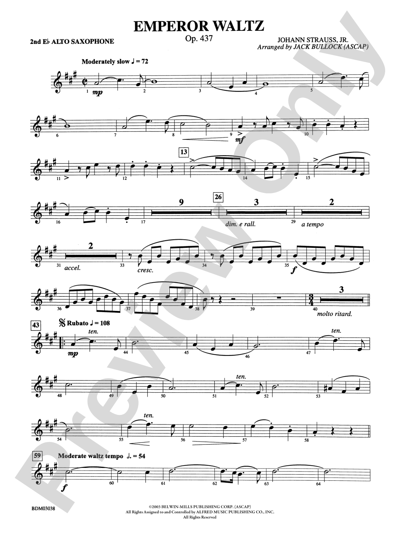 Emperor Waltz, Op. 437: 2nd E-flat Alto Saxophone