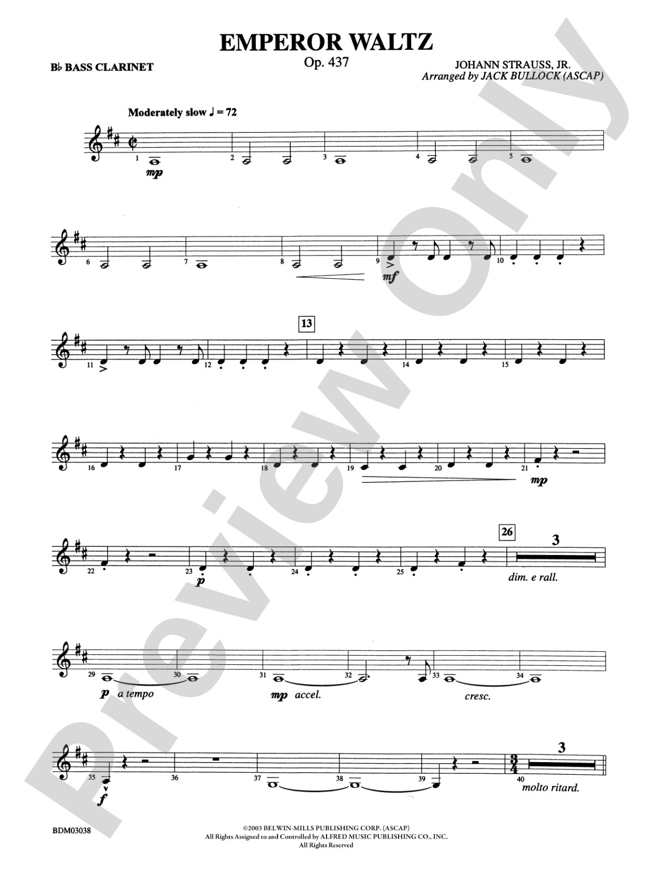 Emperor Waltz, Op. 437: B-flat Bass Clarinet