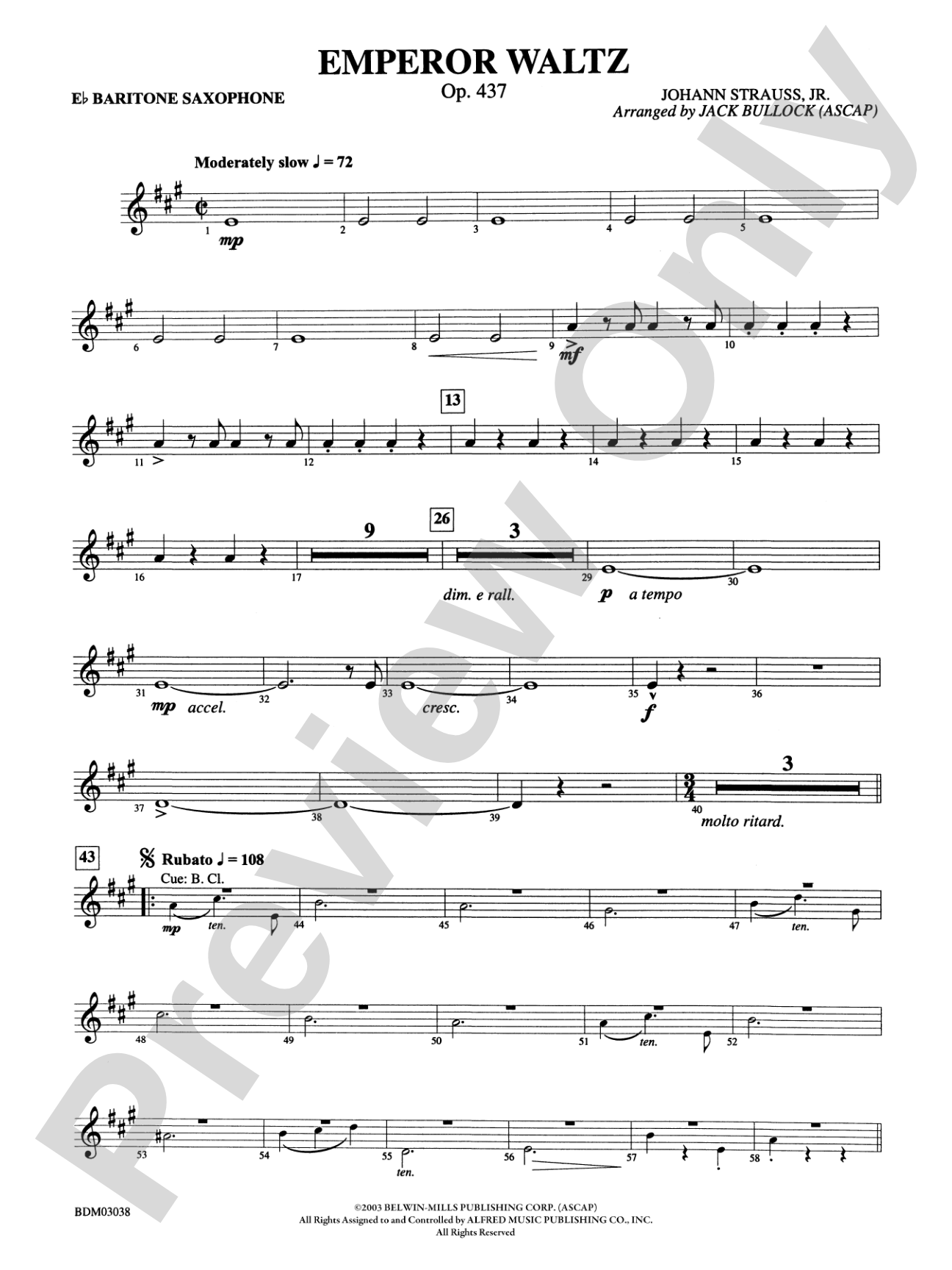 Emperor Waltz, Op. 437: E-flat Baritone Saxophone