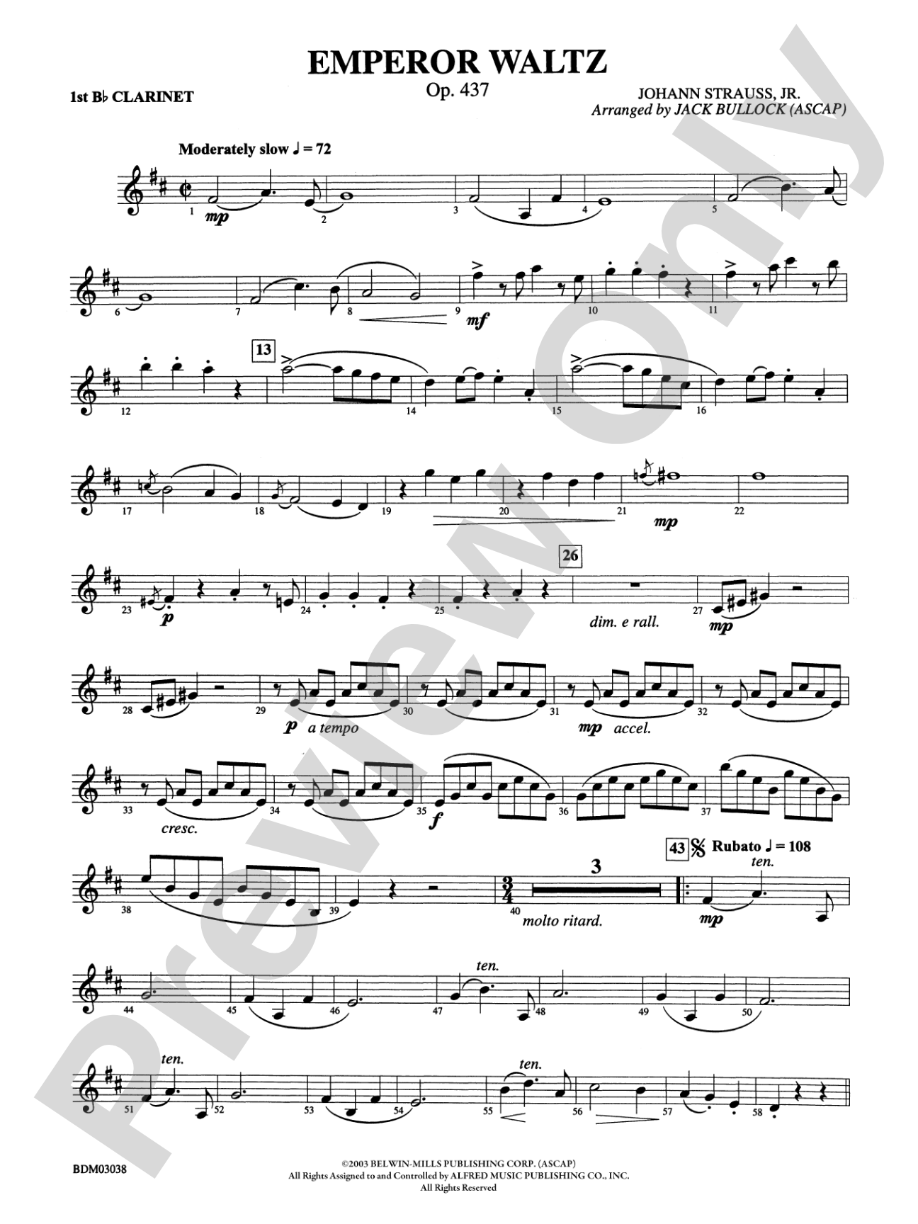 Emperor Waltz, Op. 437: 1st B-flat Clarinet