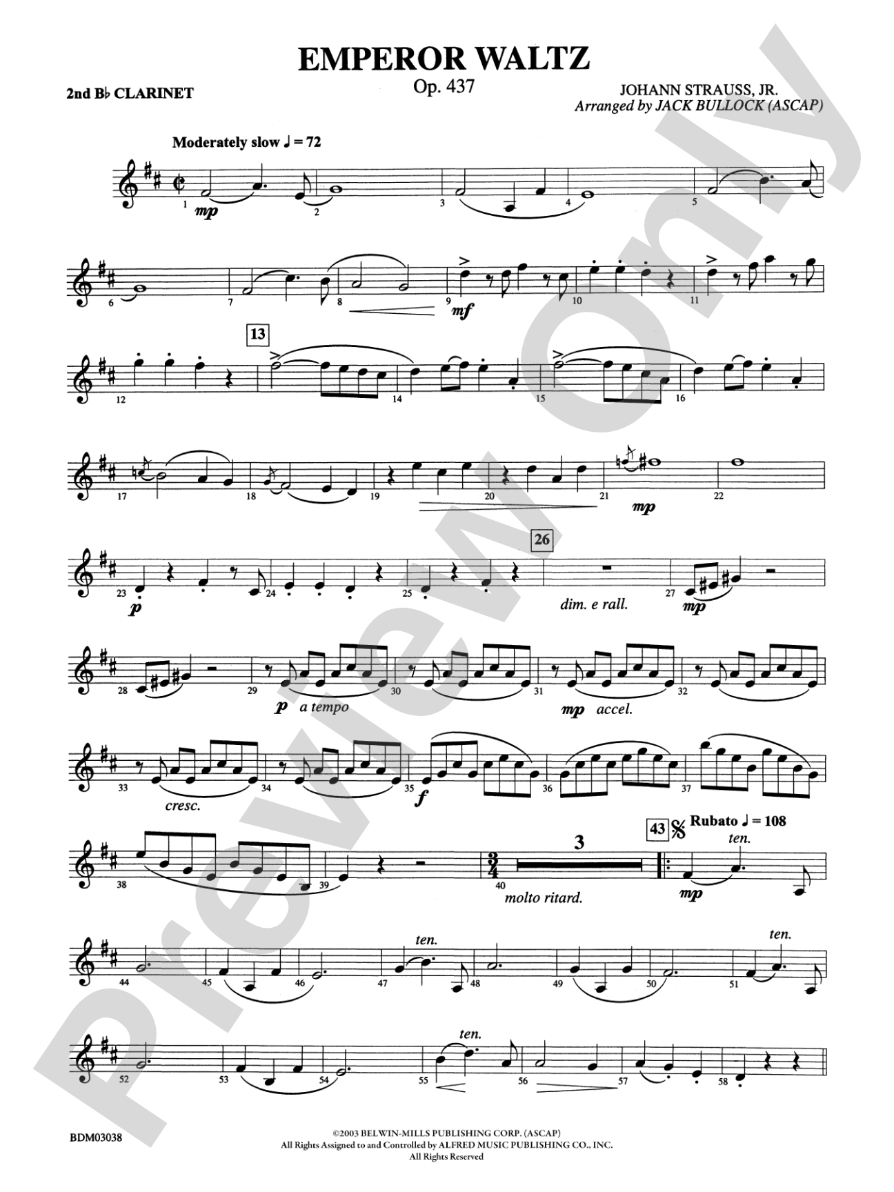 Emperor Waltz, Op. 437: 2nd B-flat Clarinet