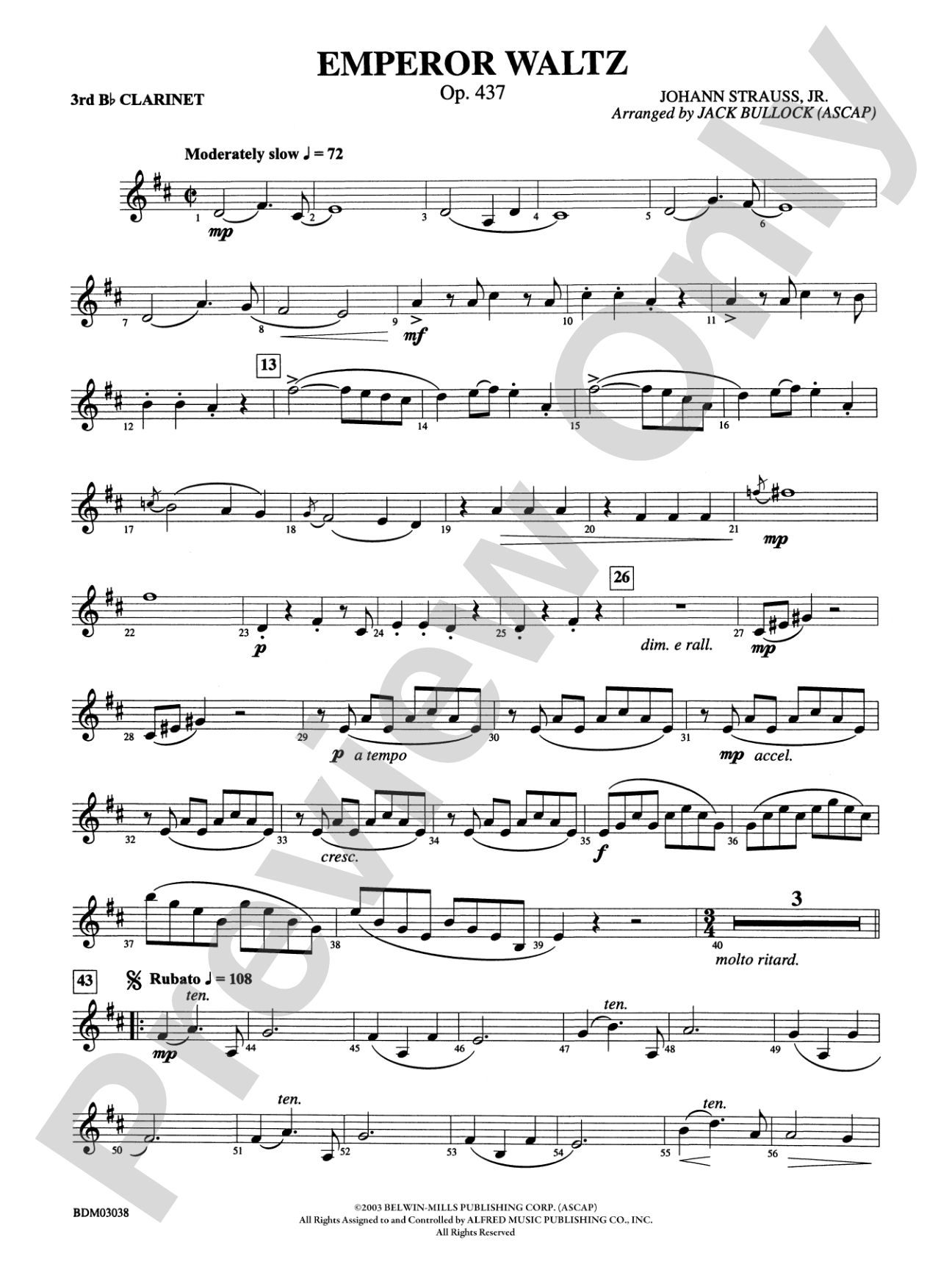 Emperor Waltz, Op. 437: 3rd B-flat Clarinet