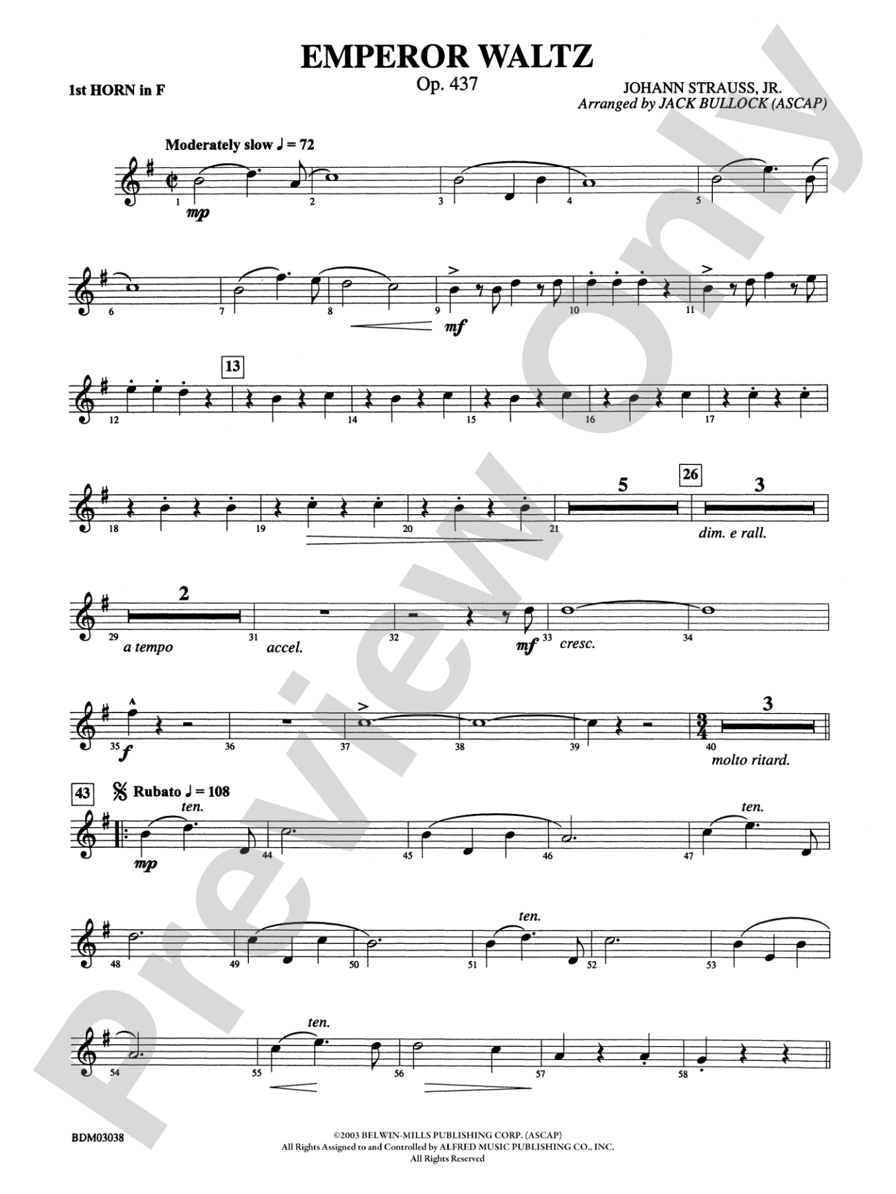 Emperor Waltz, Op. 437: 1st F Horn