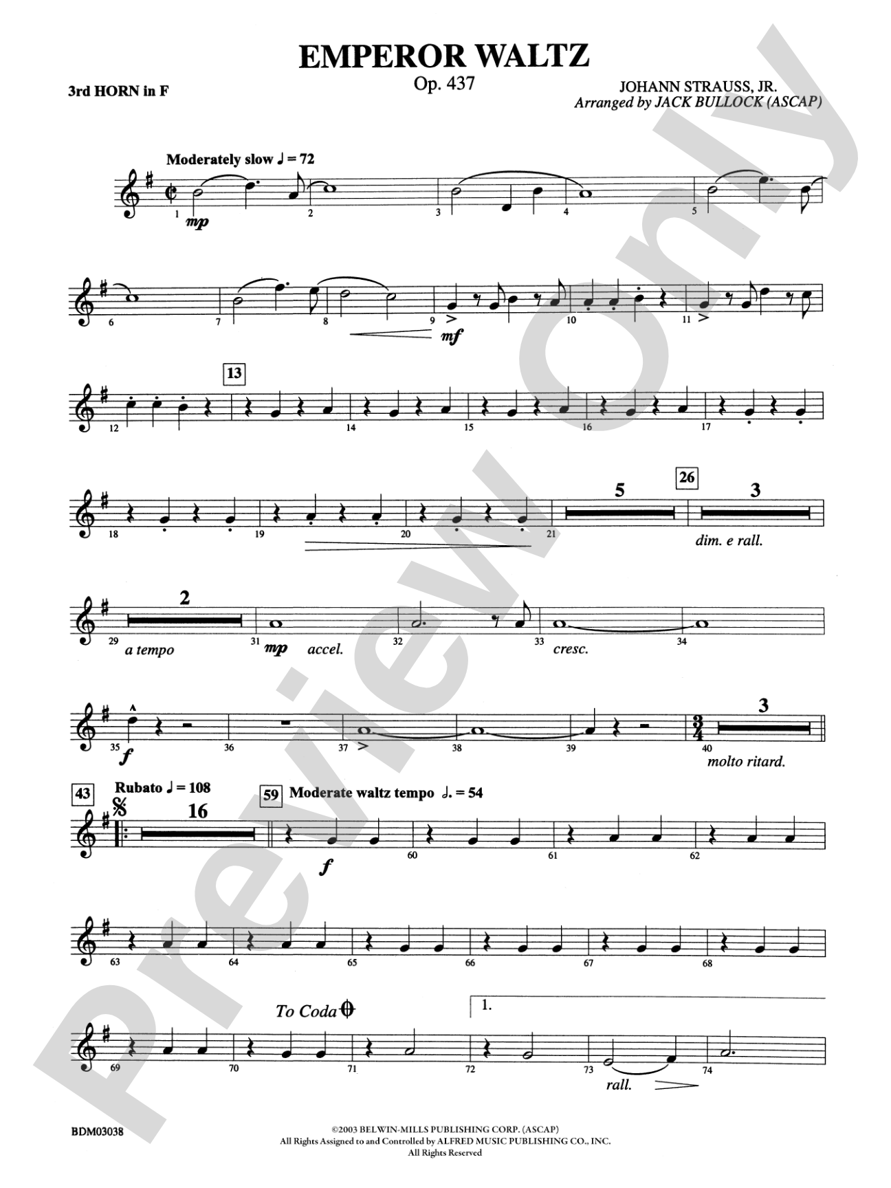 Emperor Waltz, Op. 437: 3rd F Horn