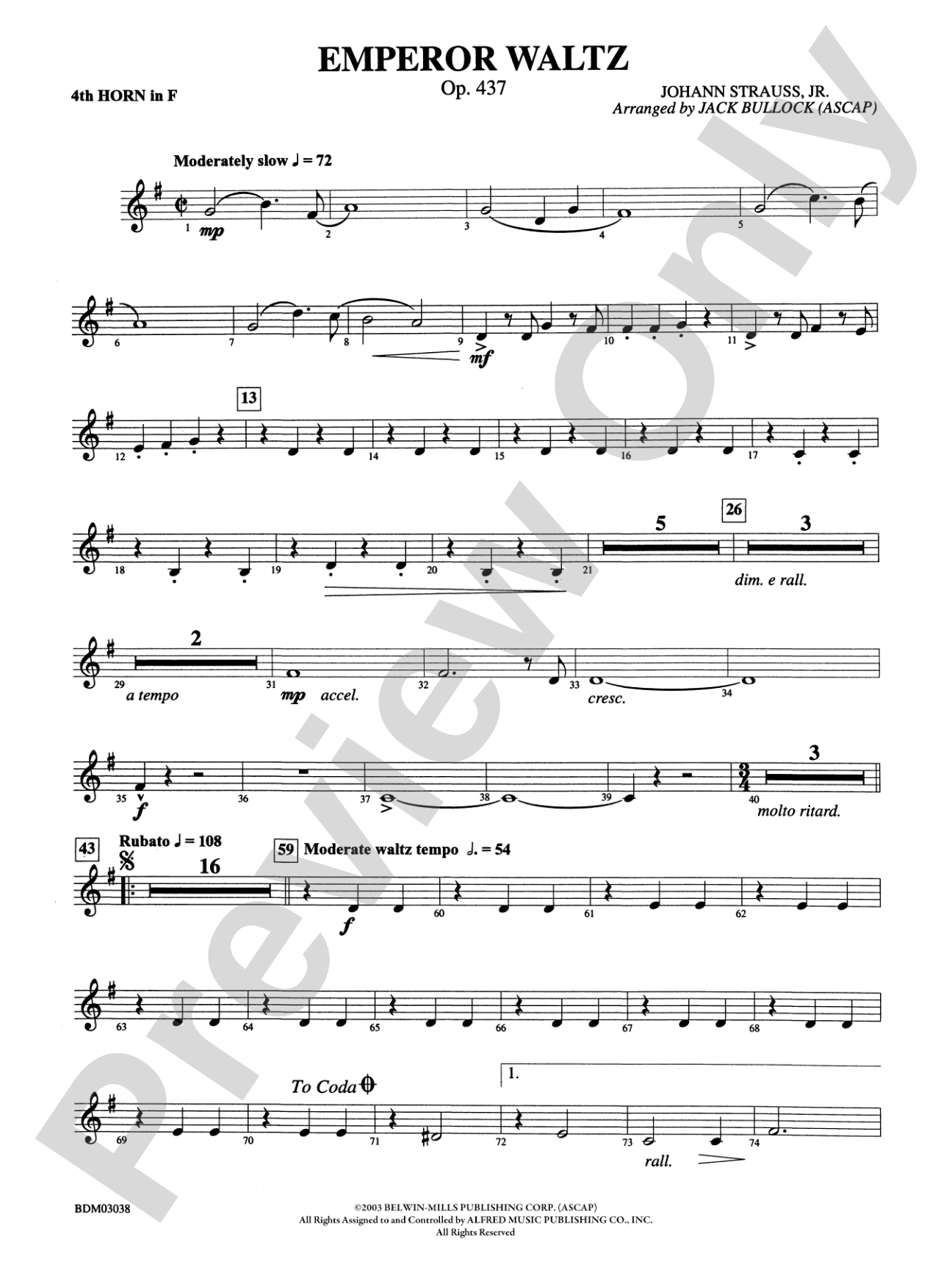 Emperor Waltz, Op. 437: 4th F Horn